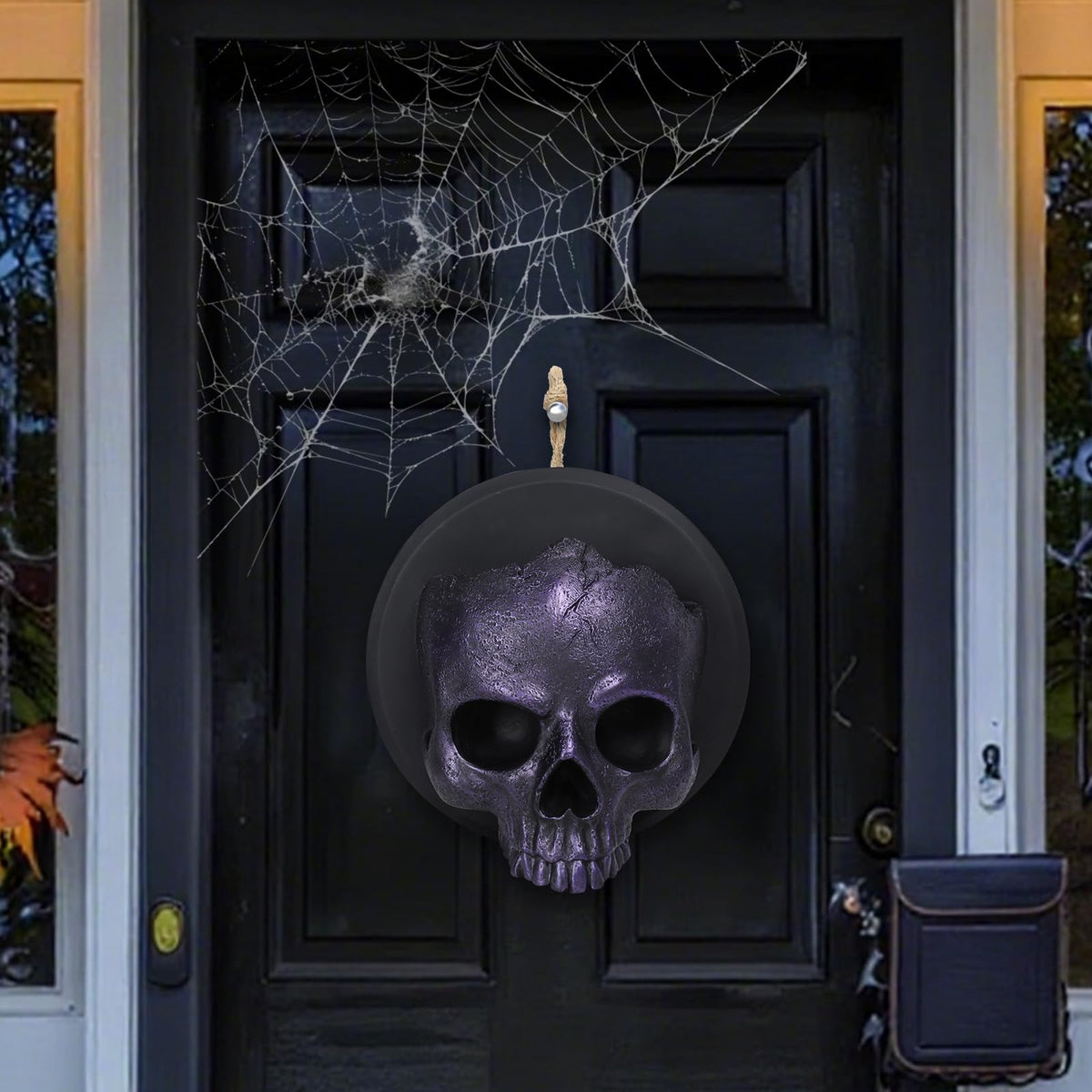 Ovewios Halloween Skull Decorations, Gothic Skeleton Head Hanging Wall Decor, Resin Creepy Skull Led Lights for Indoor Halloween Party Home Decorations