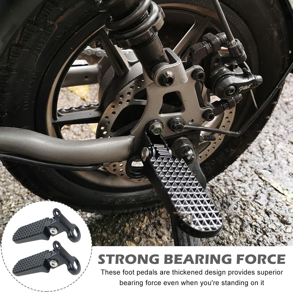 1 Pair Mini Bike Foot Pegs, Universal Foot Rest, Aluminium Alloy Non-Slip Bike Pegs, Folding Rear Pedals for Mountain Bike, Folding Bicycle (Black)
