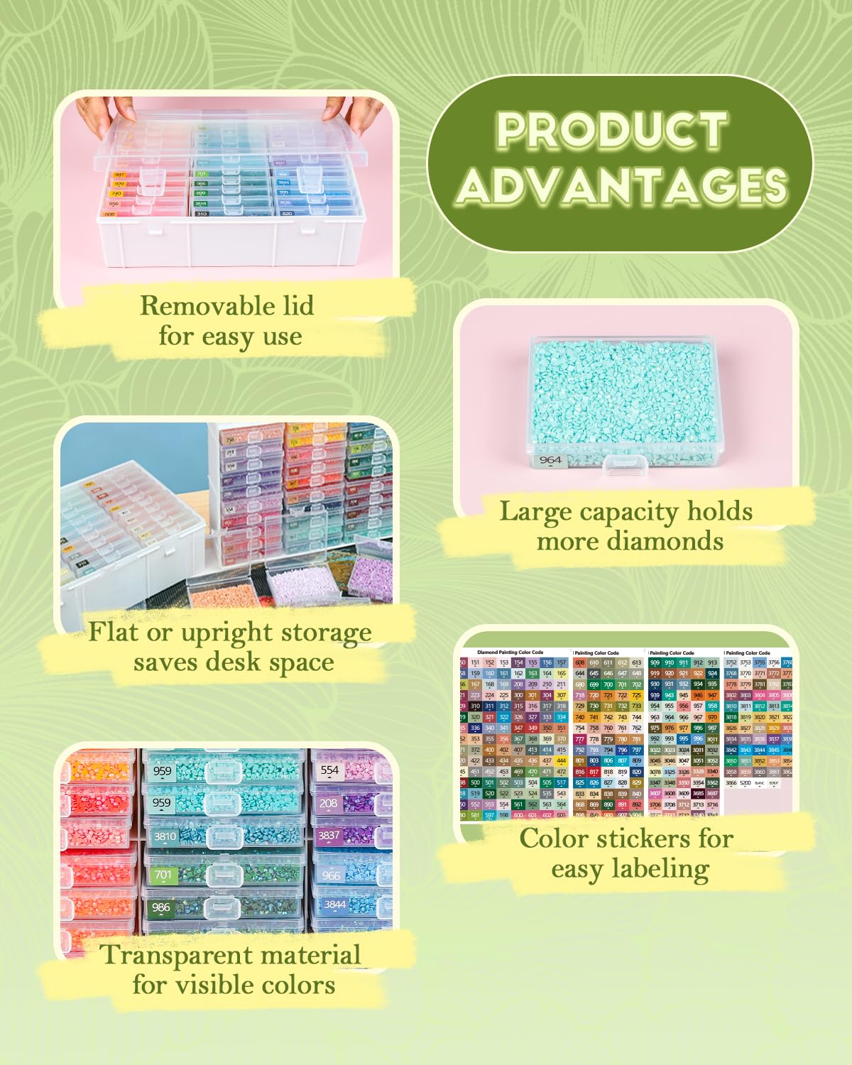 Diamond Painting Trays with Lids and Diamond Art Storage, 30PCS Diamond Art Accessories with Storage Containers, 2-in-1 Drill Storage and Line-Up Tool, 1 Pack 5D Diamond Painting Tools for Beads