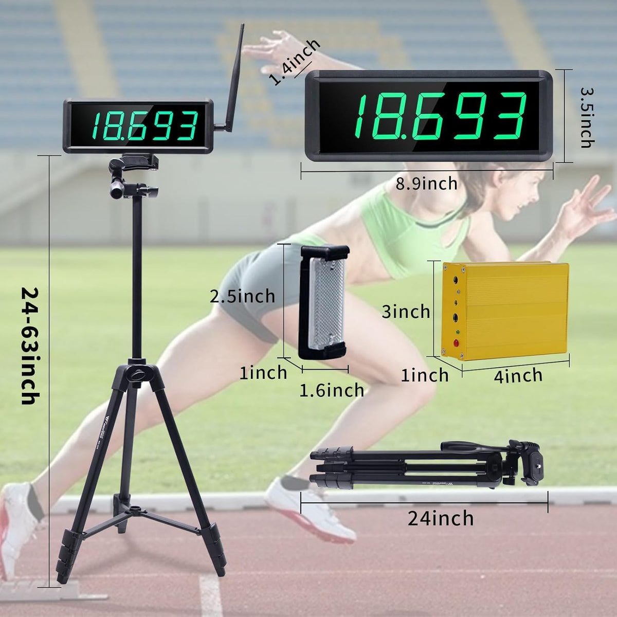 YZ Laser Timer for Sprints, Laser Sprint System, Track Laser Timer Stopwatch, Lap/Speed Training/Track Field/Running/Football(High Stand)