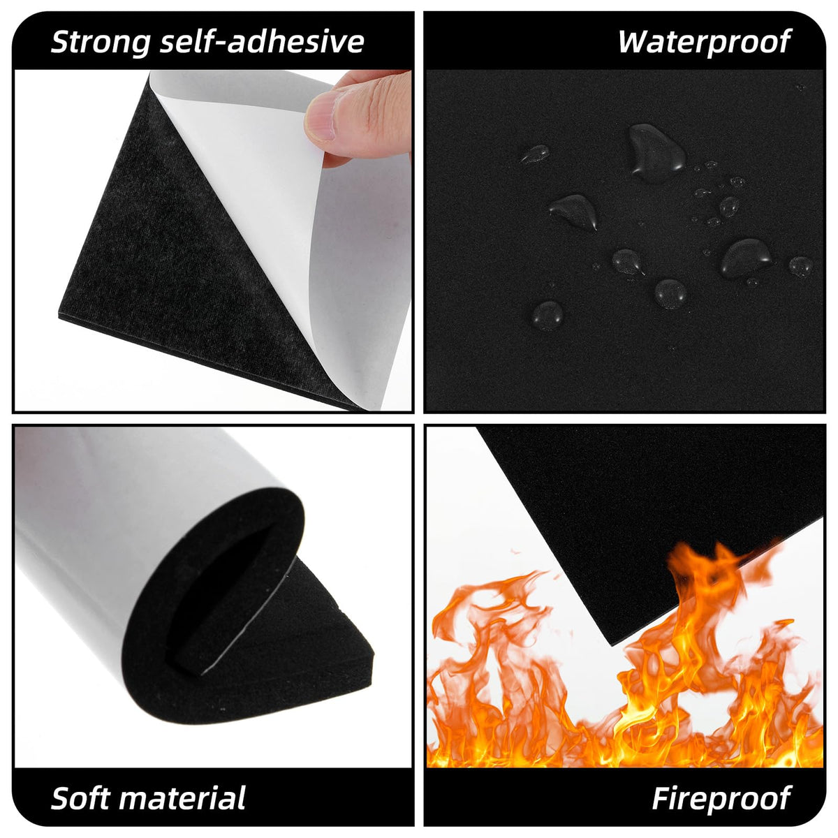 8Pcs Adhesive Foam Padding Sheets with Adhesive Backing - Closed Cell Neoprene Foam Sheet, Self Stick Insulation Anti Vibration Pads, Non-Slip Insulation Pads Vibration, 4" x 4" Neoprene Rubber Sheets