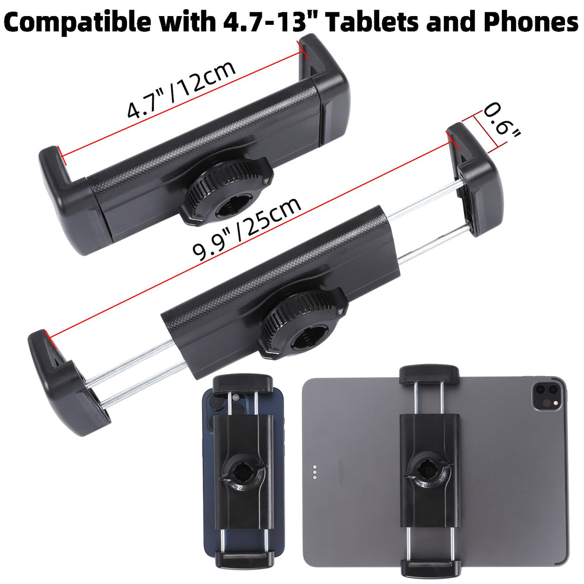 FPN Spin Bike Tablet Holder for iPad, Phone Holder Stand Exercise Bike Handlebar Mount for Treadmill Stationary Bicycle Elliptical Spin Bike Stroller Mic Stand, Compatible with iPad, iPhone (4.7-13")