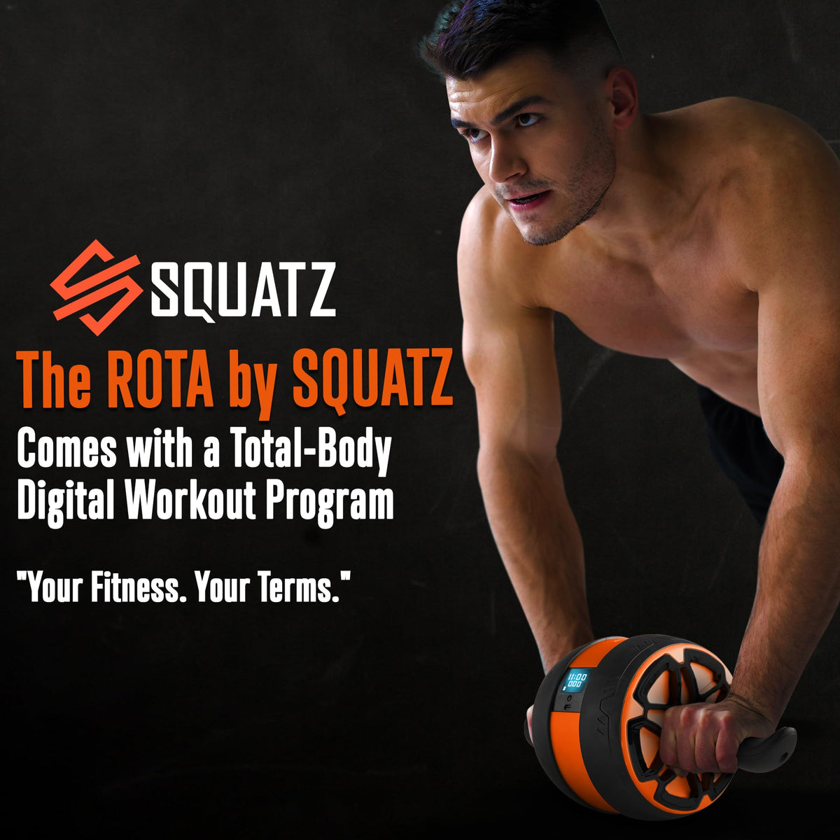 Squatz Digital Ab Roller Wheel - Ultra Wide Ab Wheel with Pilates Mat, for Abdominal and Core Strength Training with Exercise Program, With Rubber Handles, Overall Strength Builder for Men and Women