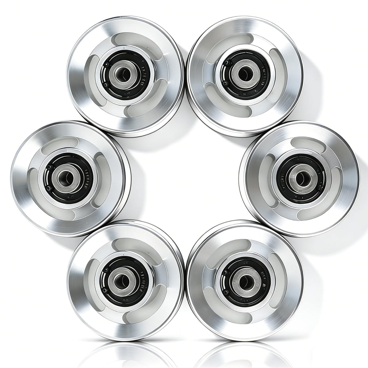 Frdhee 6PCS Aluminum Pulley Wheels for Home Gym, 90mm Universal Bearing Pulley Wheels for Home Gym Equipment Exercise Machine Pulldown Attachments Cable Machines Garage Doors (90mm Diameter)
