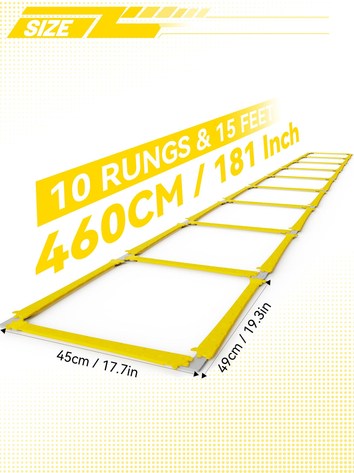 TONTATTA Tangle-Free Agility Ladder for Kids/Athletic – Multi-Use Speed Training Ladder for Footwork Drills/Football/Soccer/Boxing - Agility Equipment for Workout/Exercise/Fitness – 10 Rung - Yellow