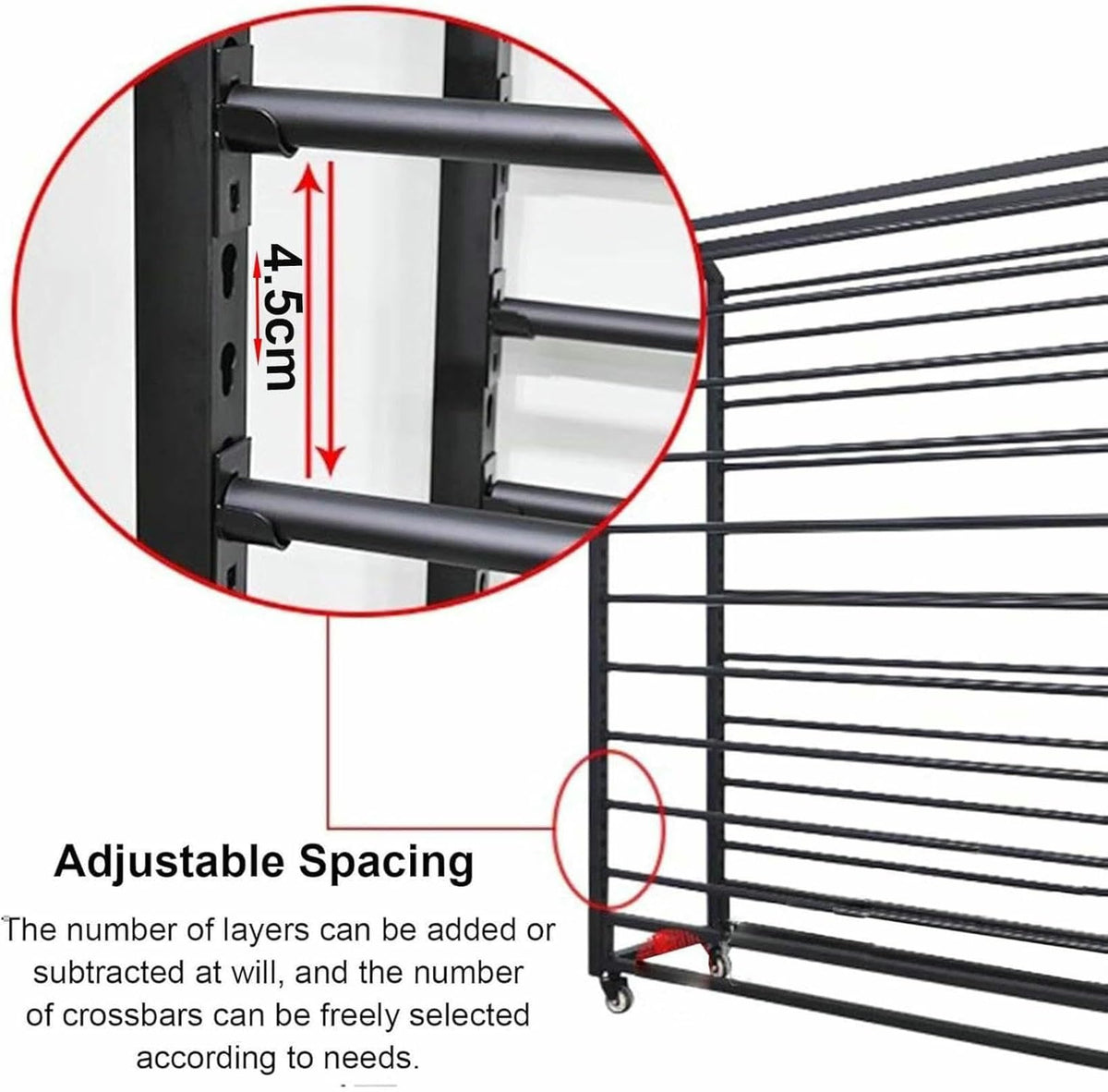 XDRGOOIUY Commercial Fabric Roll Storage Rack, Wall Mount with Adjustable Hanging Rod for Vinyl Rolls and Tablecloth