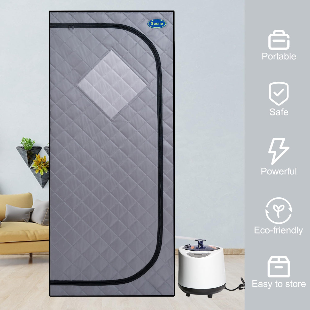 Gecheer Full-Size Portable Steam Sauna Tent for Home – Includes Steam Generator, Remote Control, Foldable Chair, Timer, 360° Steam Nozzles, FCC Certified, Easy Setup in 10 Minutes