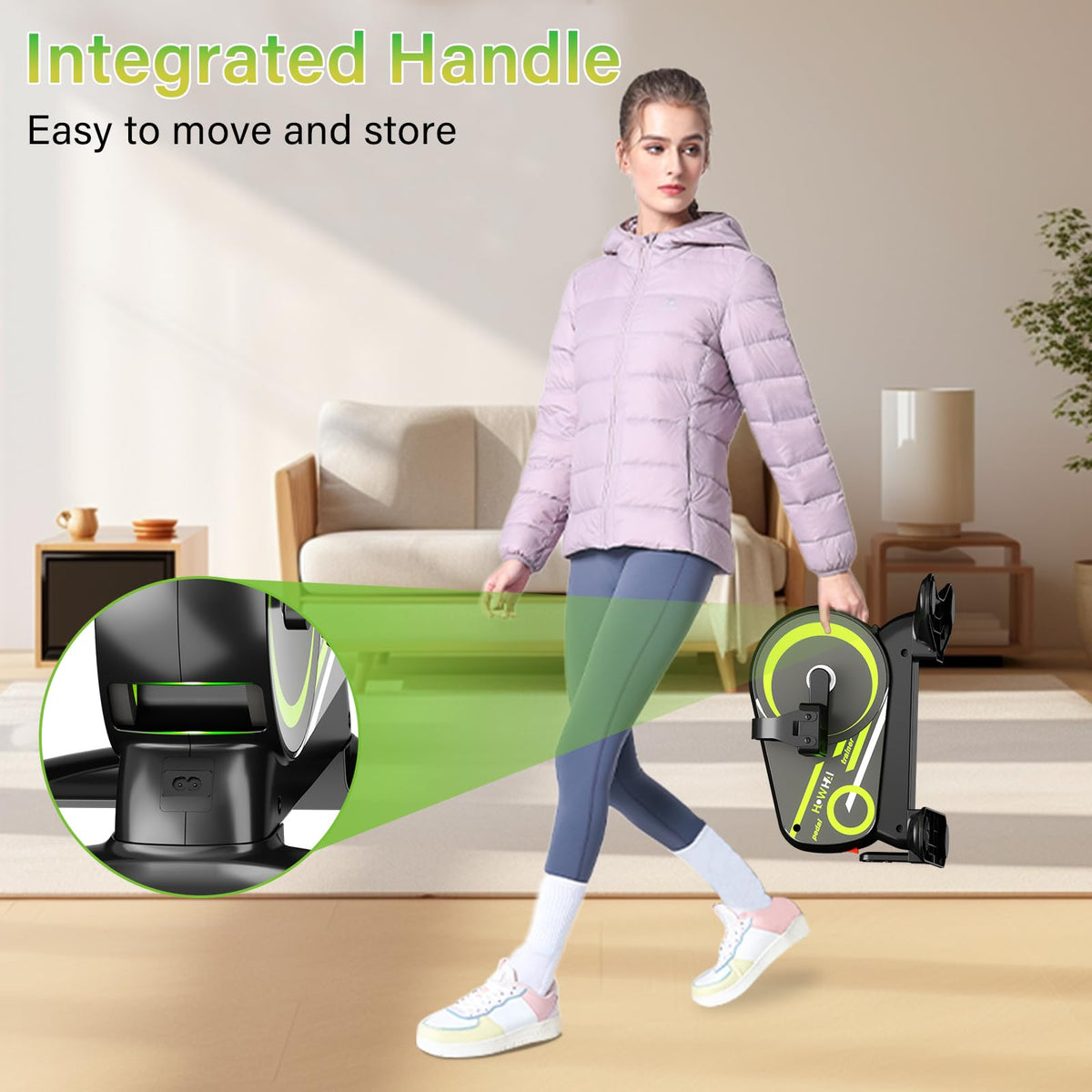 HOWHAI Mini Exercise Bike, Motorized Under Desk Pedal Exerciser Leg/Arm Cycle for Senior, Auto&Manual Mode, Adjustable Speed, LCD Display, Remote Control
