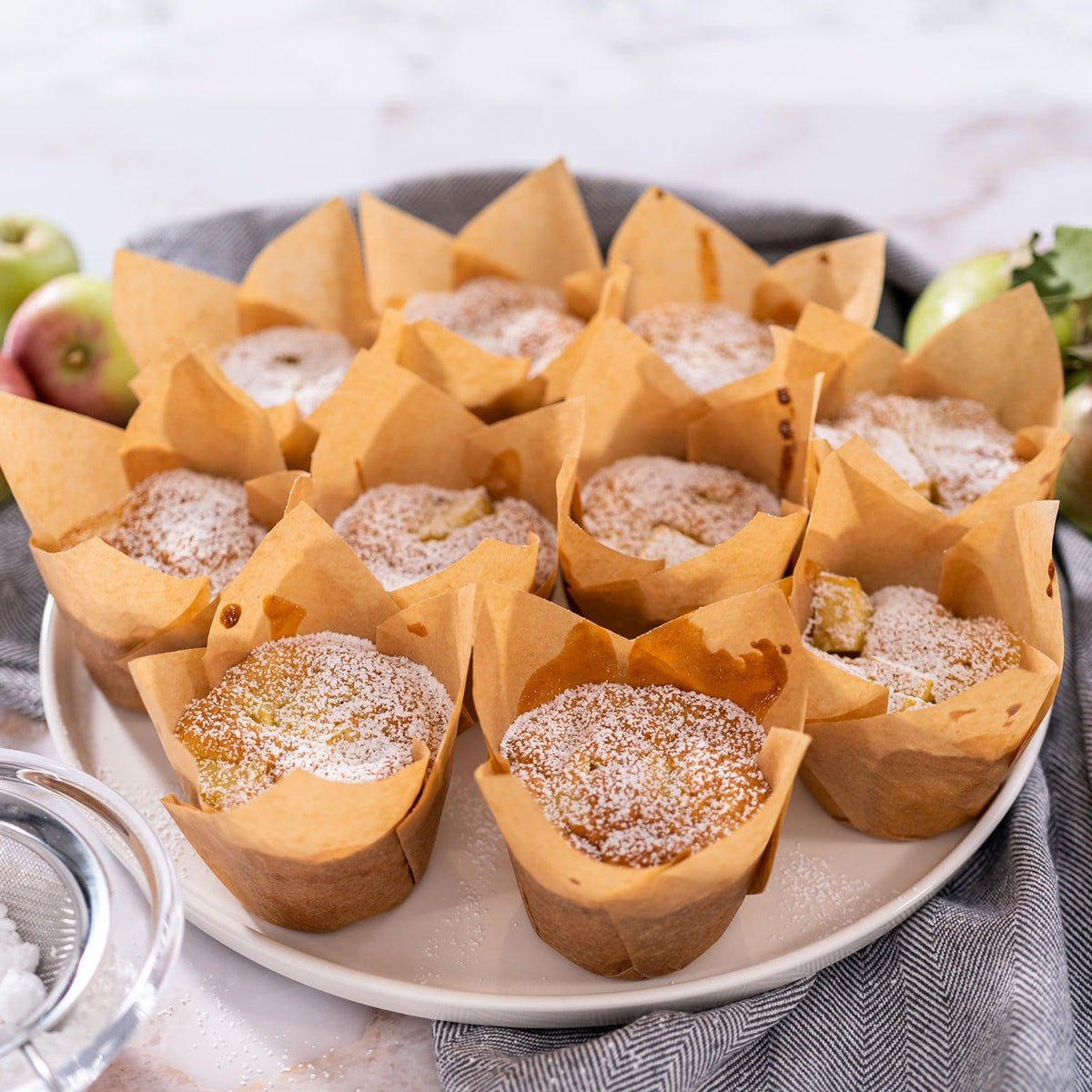 HARFINGTON 150pcs Tulip Cupcake Liners Greaseproof Baking Cups Paper Cupcake Wrappers Holders for Parties Weddings Birthdays, Blue