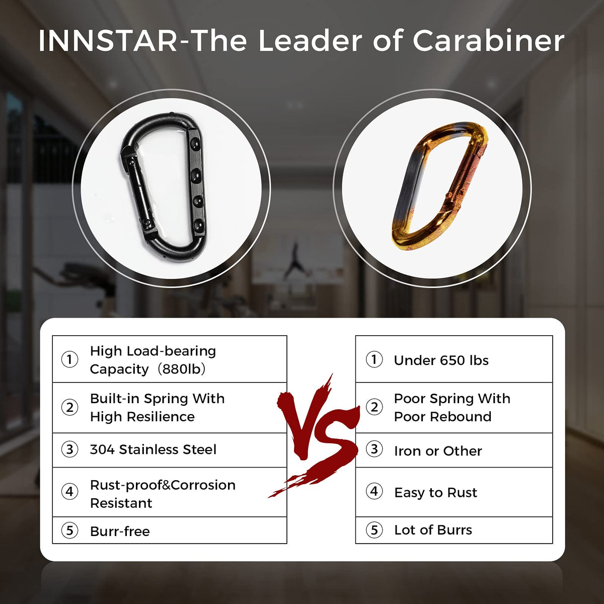 INNSTAR Cable Attachments for Gym, Heavy Cable Handles with Solid ABS Core Grips, D Handle Cable Attachment, Cable Machine Handles for Resistance Bands (Black Clips)