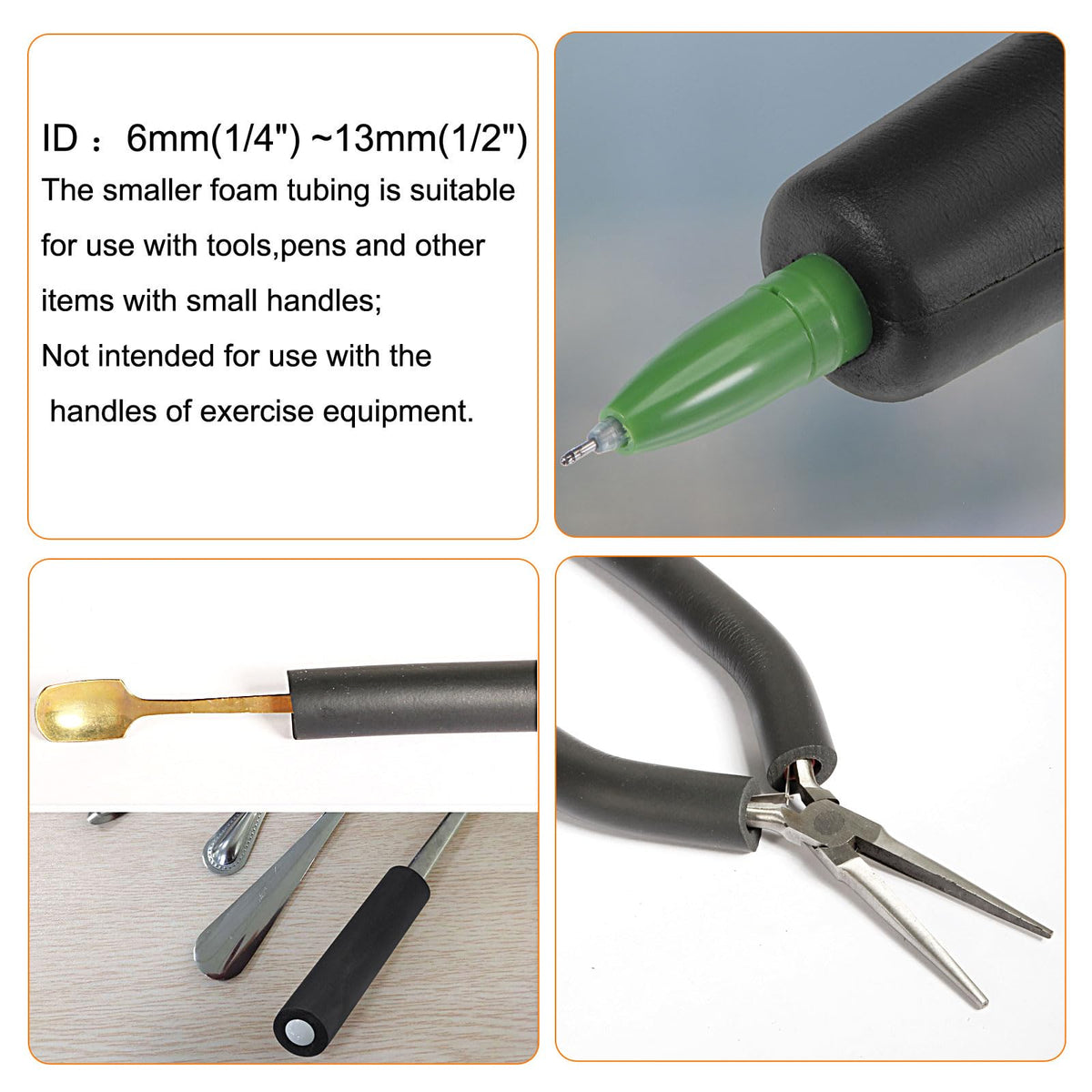 uxcell Foam Tubing for Handle Grip Support, Pipe Insulation Outside Pipe Lagging, 18mm ID 28.5mm(1 1/8") OD 1m Black