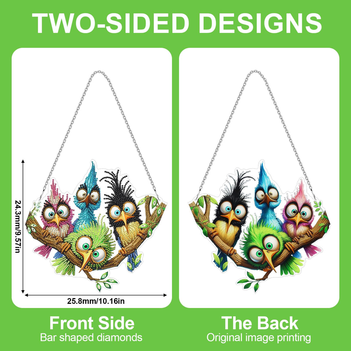 MUNORIAY Diamond Art Hanging Kit for Adult,DIY Acrylic Double Sided Bird Diamond Art Painting Window Suncatchers Pendants,Diamond Hanging Kit Crystal Gem Craft for Home Garden Wall Decor