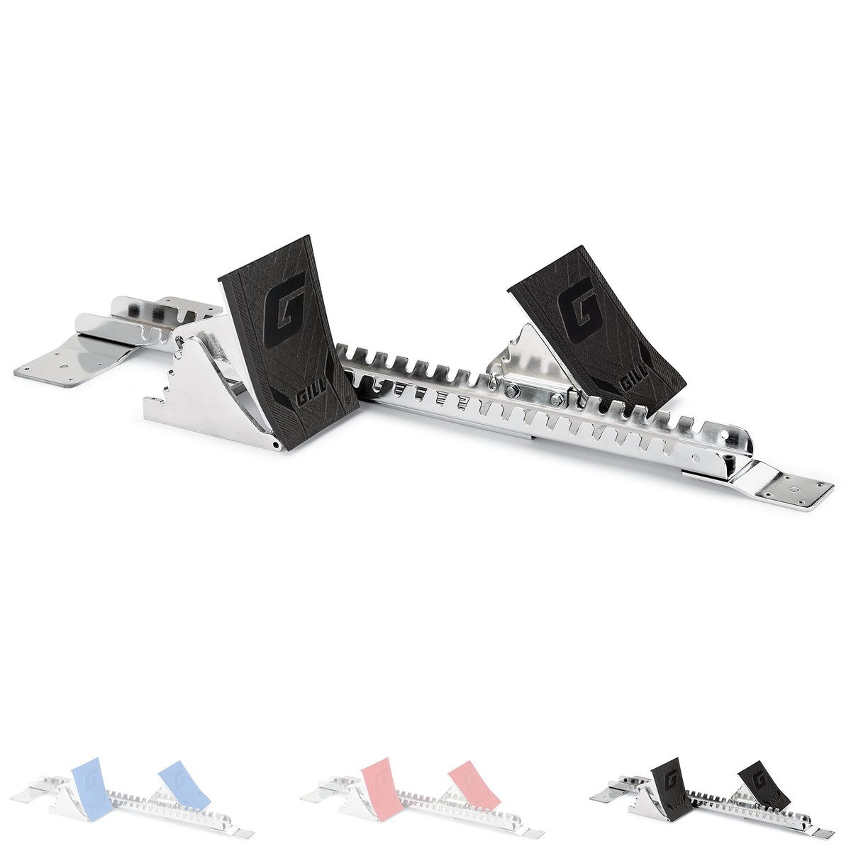 Gill Athletics S2 Starting Block 8" Tall Cast Aluminum Pedals - Designed for High Level Track & Field Competition - Pedals Feature Four Angle Adjustments - Includes 1⁄2” Pyramid Spikes - Black