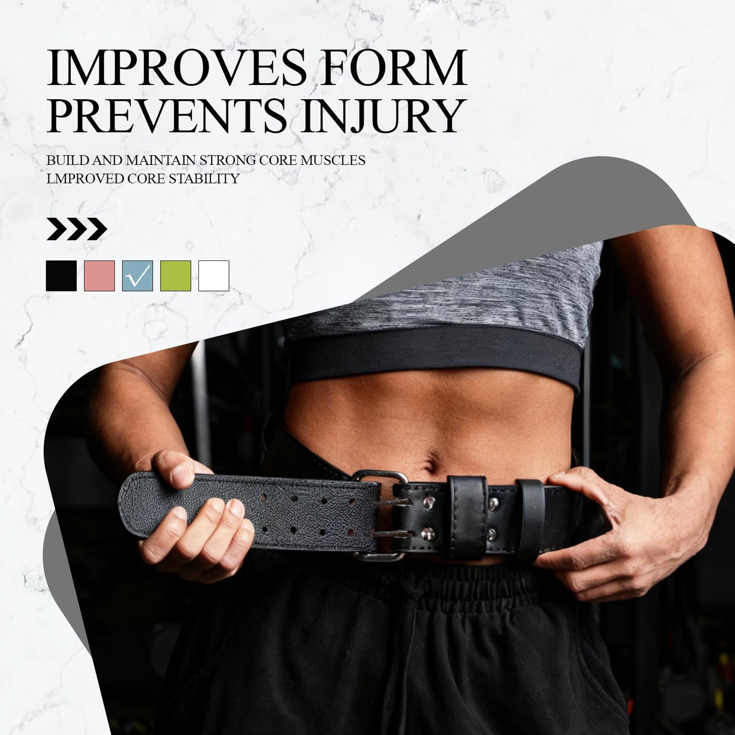 Leather Weightlifting Belt, 10 Adjustable Holes, 4”Width, Double Prong Power Belt for Gym Bodybuilding, weightlifting, powerlifting, squats and deadlifts (Blue, XS (23"-27"))