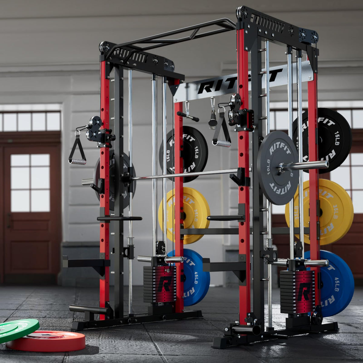 RitFit WSM1 Weight Stack Set 286lbs for M1 Smith Machine, Compatible with M1 & M1 Pro Power Cage (Smith Machine with Weight Stack Black)