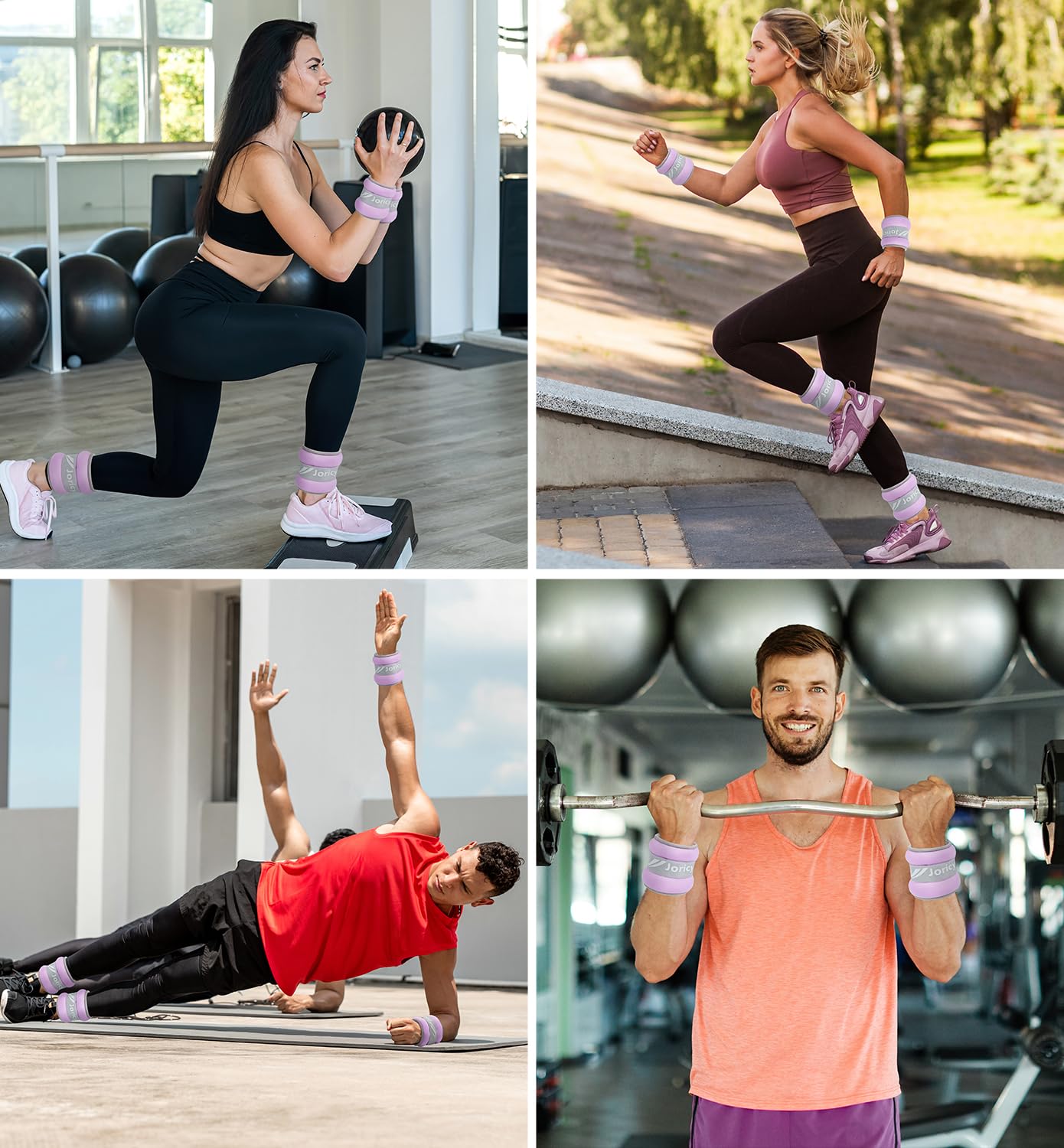 Ankle Weights, Wrist Leg Arm Weight for Women Men with Adjustable Straps, A Pair of 2LBS(1LB Each Weight) Arm Weighted for Running Walking Yoga Gymnastics Physical Therapy, Light Purple