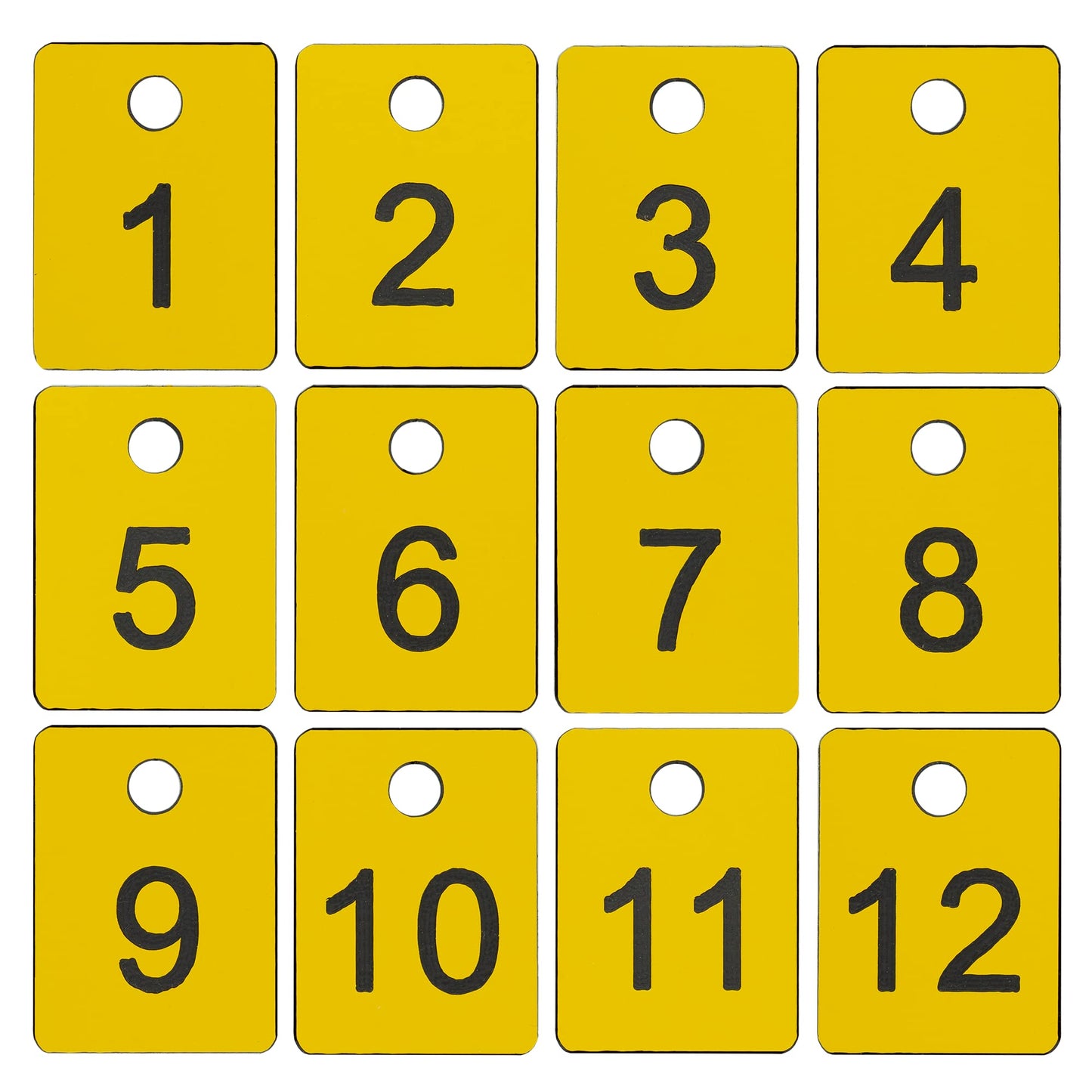 StayMax Plastic Numbered Tags Rectangle Key Number Tags Number Disc with Hole (1-50, Yellow)