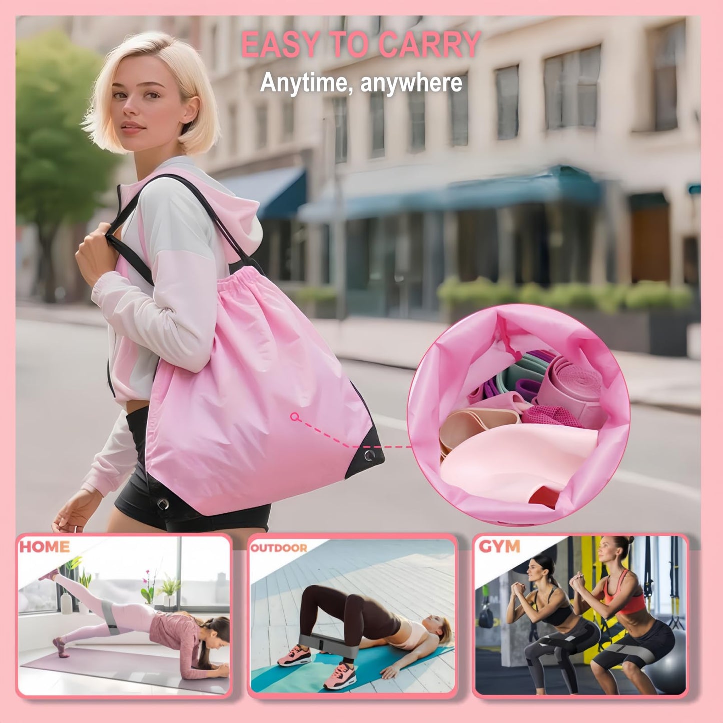 Pilates Equipment, Pilates Kit for Home Workouts, Pilates Essentials Kit for Women, Home Pilates Kit with Pilates Ring and Ball Set, Booty Bands, Figure 8 Resistance Band, Yoga Band (Pink for Mother)