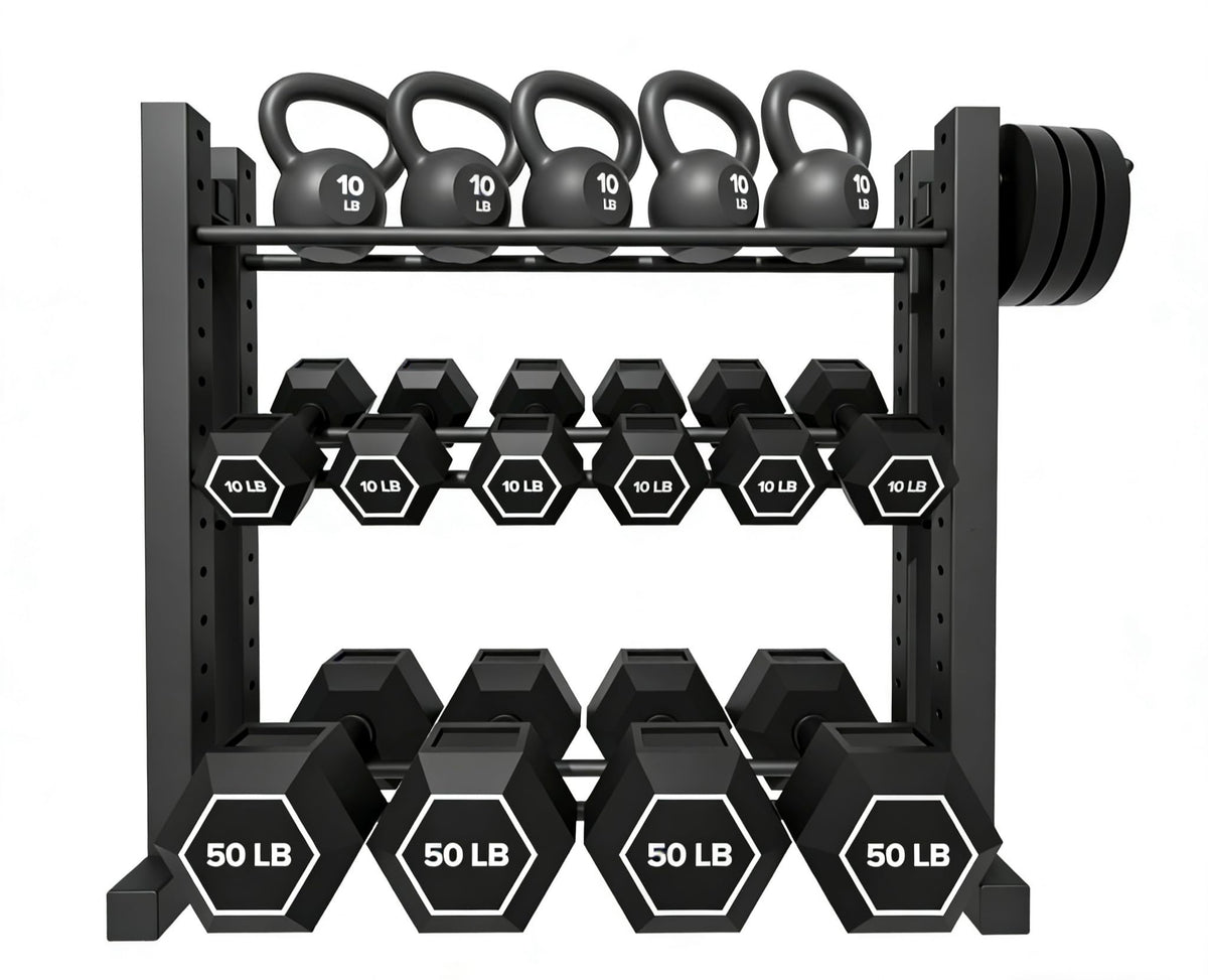 3-Tier Dumbbell Rack Stand Only, Weight Rack for Home Gym Dumbbells, Adjustable Height, Compact Design, 1000LB Capacity Dumbbell Storage for Home Use