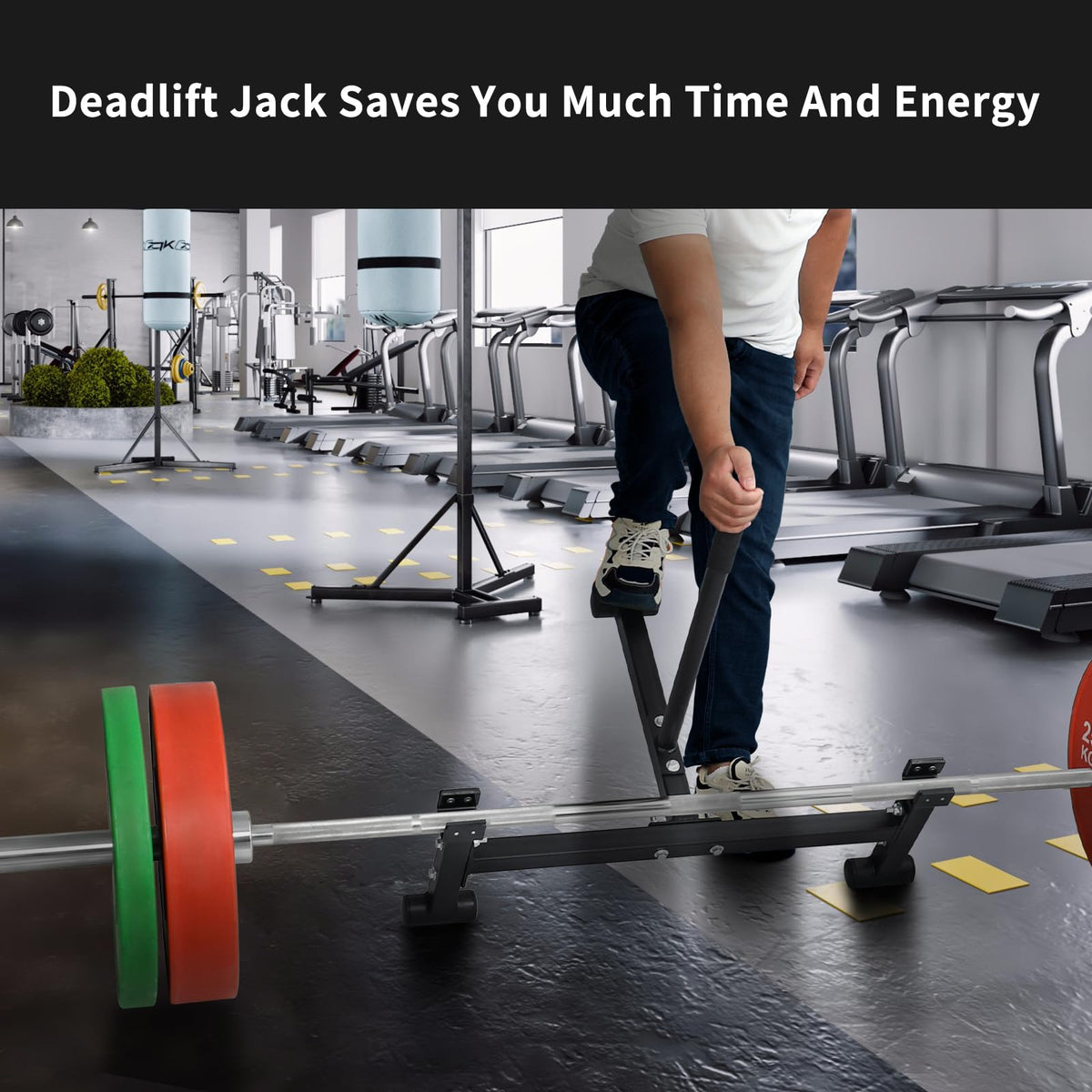 Heavy Duty Deadlift Barbell Jack: Weight Lifting Olympic Barbell Changing Weight Plates Stand - Powerlift Plates Changer Platform - Elevated Lift for Easy Loading & Unloading Weights