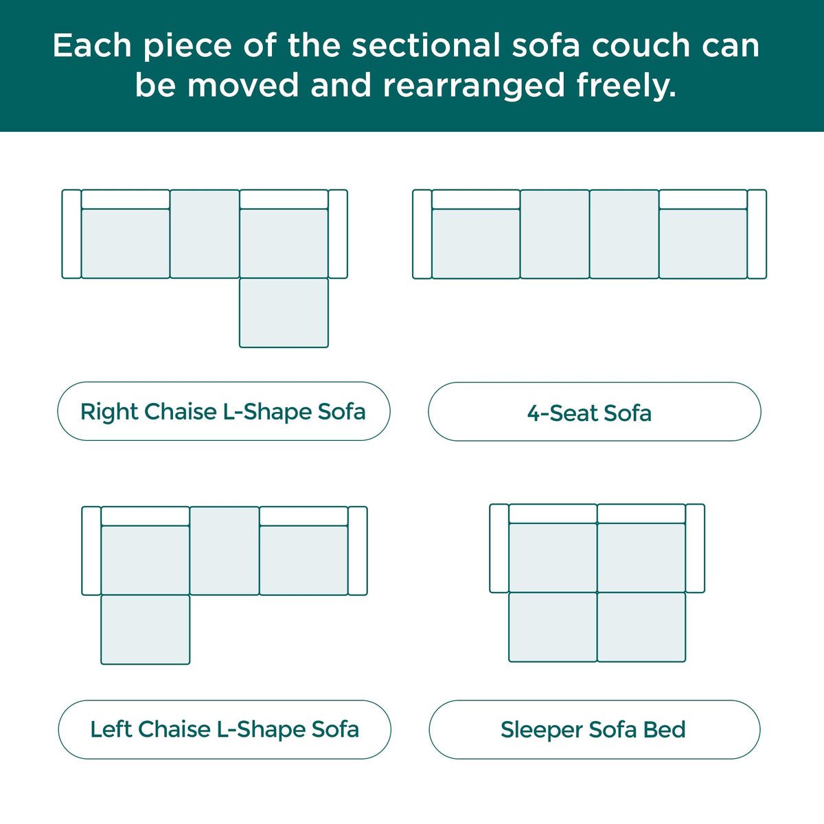 Acanva Corduroy Convertible Modular L Shaped Sectional Sofa, 4 Seater Free Combination Corner Couch, Convertible to DayBed, Wide Loveseat with Moveable Ottomans for Small Spaces, Sleeper Bed, White