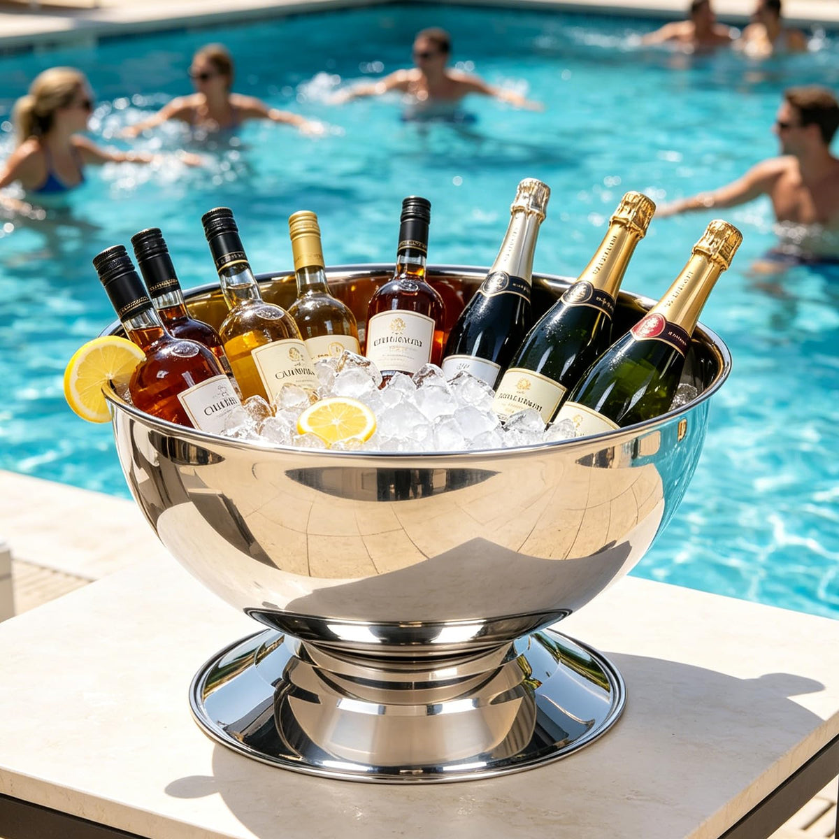 3 Gallon Ice Bucket for Parties,12L Champagne Bucket Stainless Steel Beverage Tub with Scoop,Large Ice Holder Container Champagne Bowl with Base - Perfect for Parties,Cocktail Bar,Celebrations