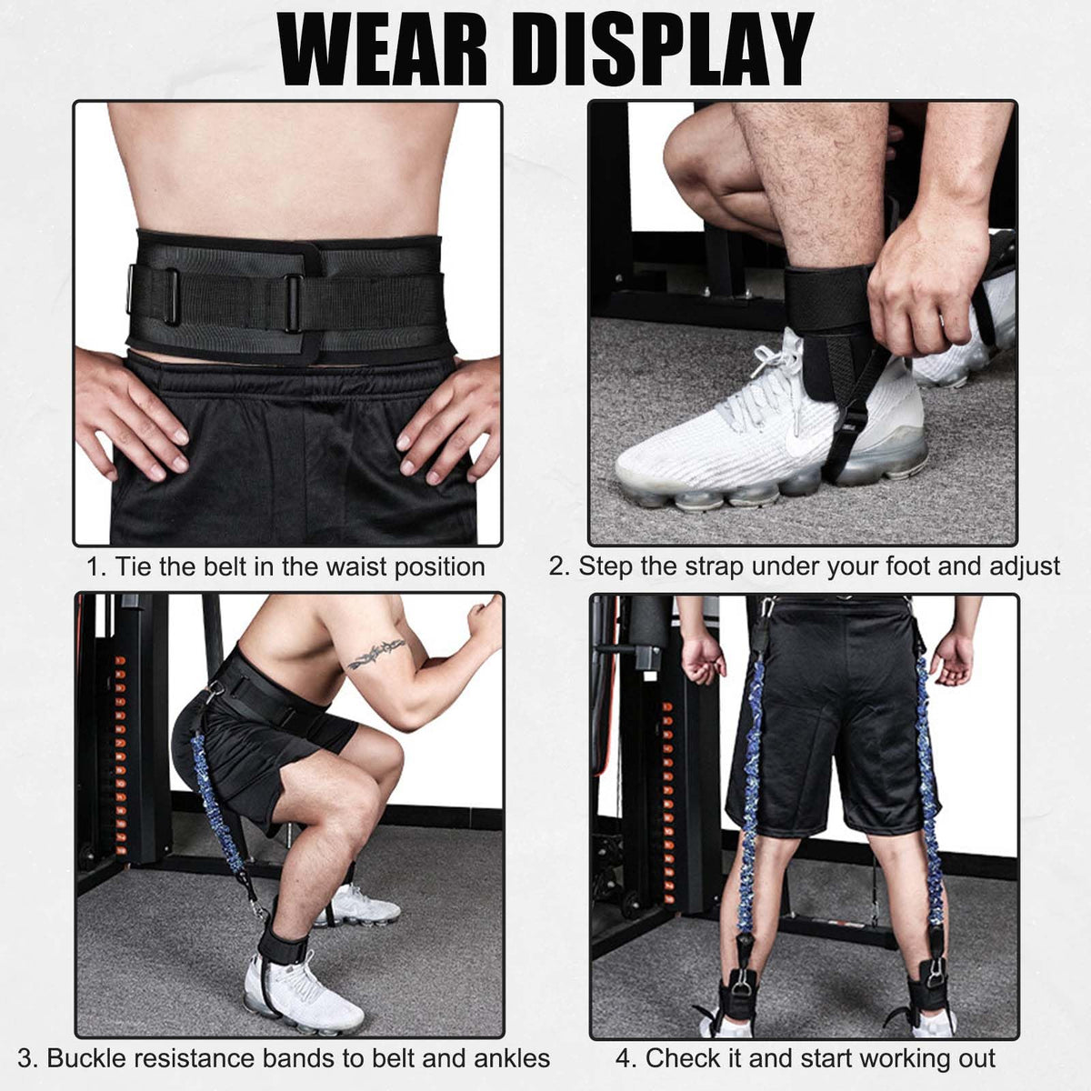 Vertical Jump Trainer with Adjustable Ankle Strap & Belt Horizontal Workout Equipment Leg Resistance Bands for Basketball Football Volleyball Training Equipment