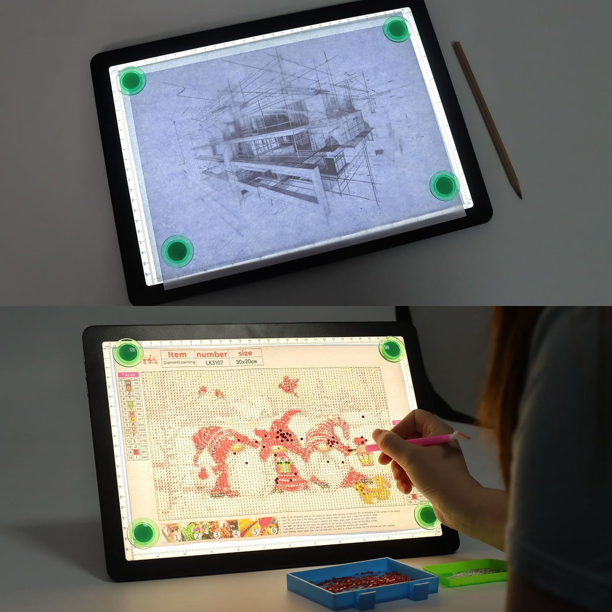 Zocelight Rechargeable A4 Light Pad with Built-in Stand,Super Bright Magnetic Light Table with Physical Buttons,Wireless Light Box for Tracing, Light Board for Diamond Painting,Sketching Weeding Vinyl