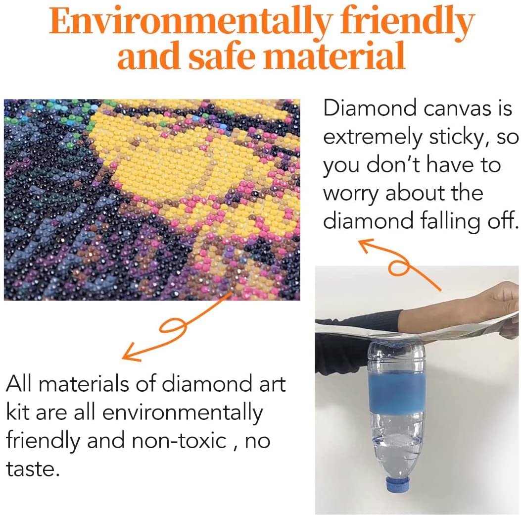 WHYCJXWL Diamond Art Full Drill Round Rhinestone, Bear Diamond Art for Adults and Beginners, DIY 5D Diamond Art Kits for Home Wall Decor (12X16 Inch)