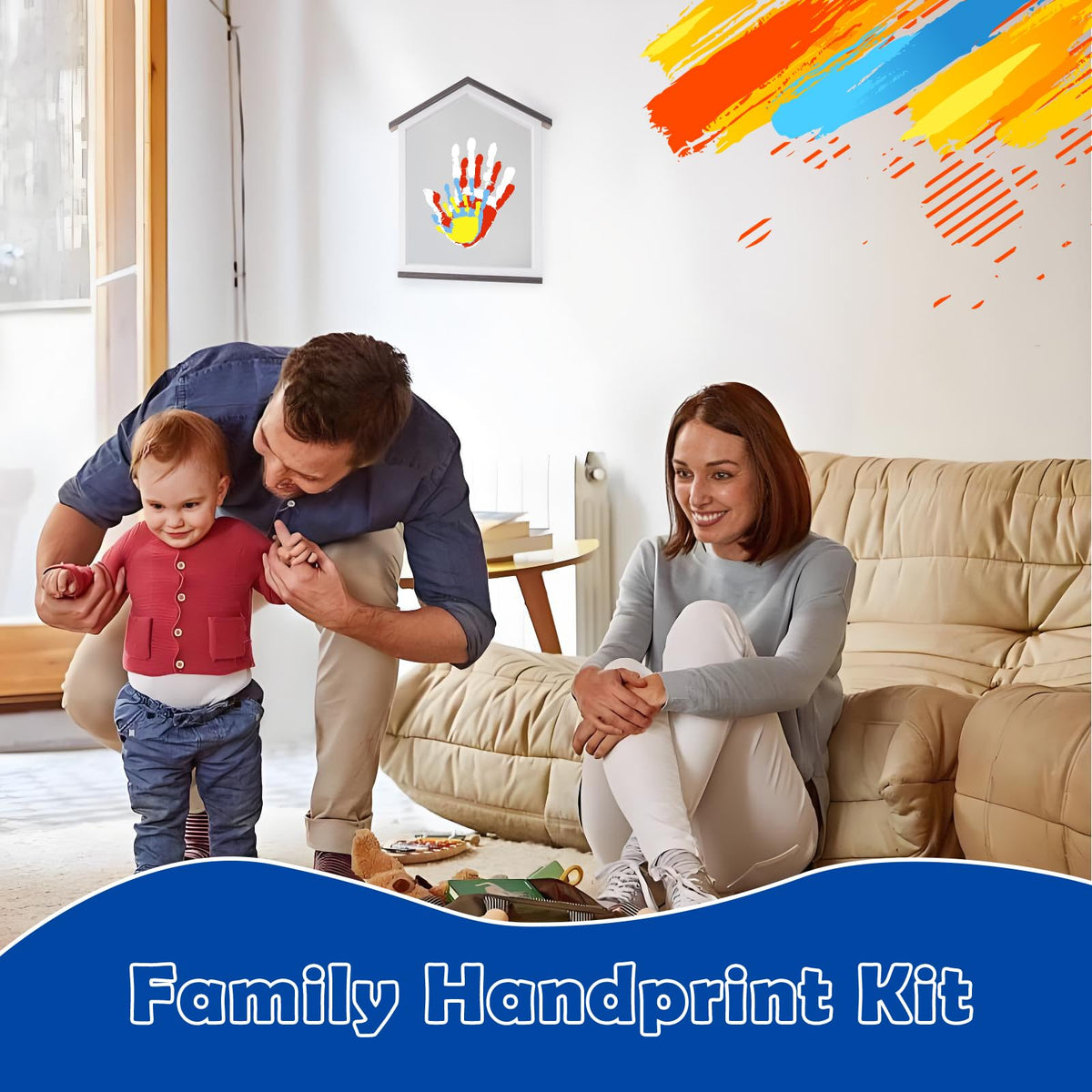 CHERRY CHEERS Exclusive House Shaped Family Handprint Kit; Unique DIY Keepsake, Complete Set, Meaningful Gift for Home Decor, Family Craft & Memory Making, Wall Art
