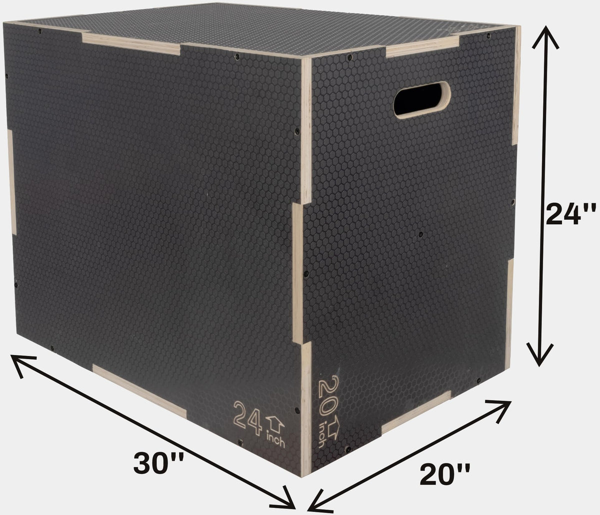 Signature Fitness 3 in 1 Non-Slip Wooden Plyo Box Plyometric Box Jumping Exercise, 20x24x30 Inches, Gray