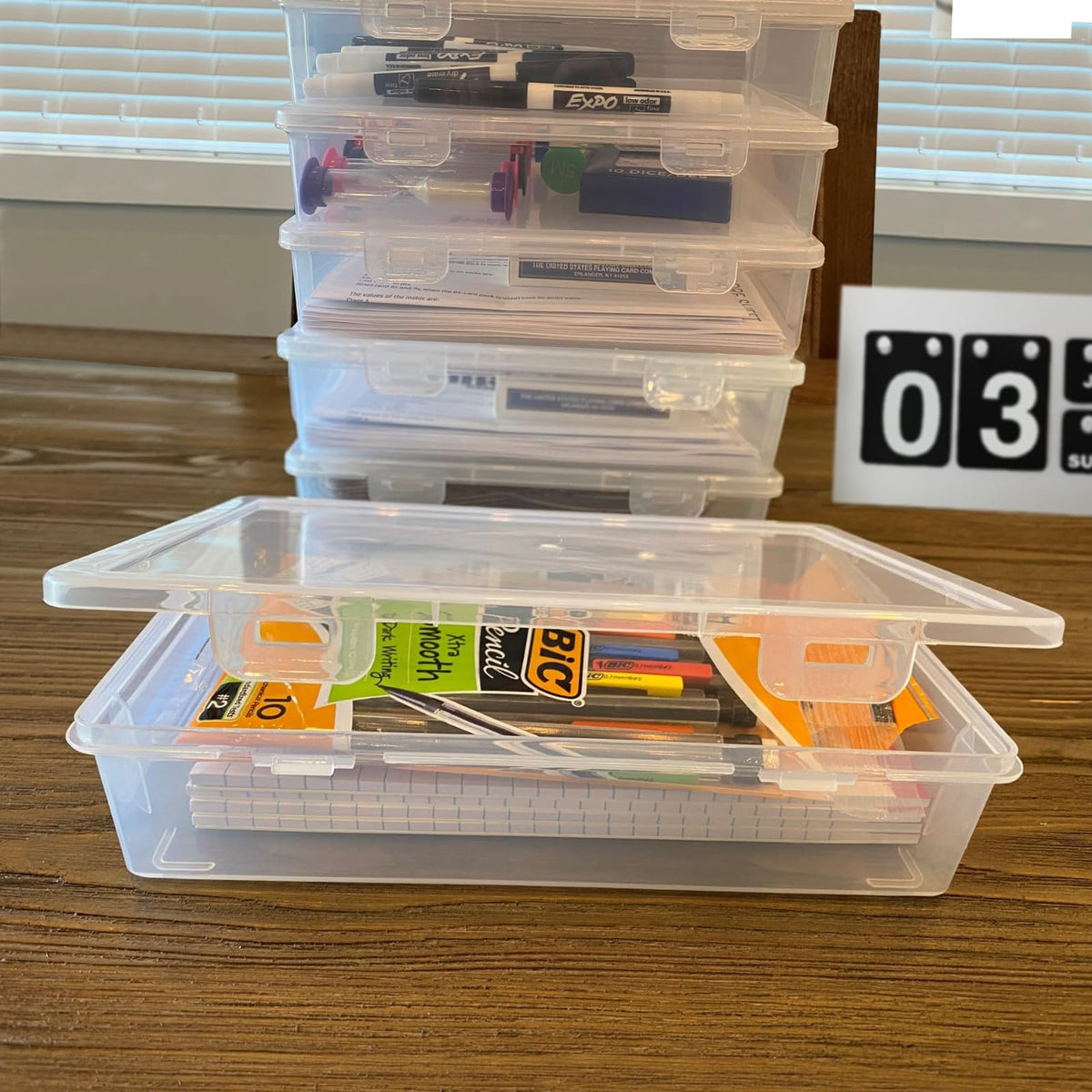TANEMUDO 12 Pcs Plastic Storage Box with Lid Clear Multipurpose Craft Storage Case for Beads Ornaments Accessoriesr Plastic Containers Pencil Case(5'' x 3'' x 1.5'',7'' x 9'' x 2'')