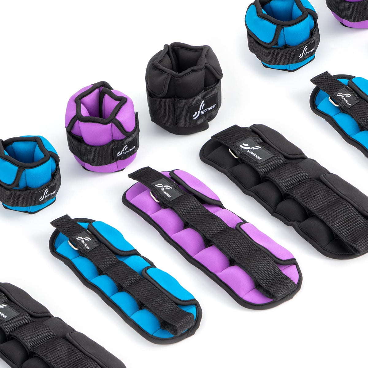 Sportneer Adjustable Ankle Weights: Improved Adjustable Leg Weights, Weight Cuffs Weights for Gym, Fitness, Workout, 1-5 lbs per Ankle, 1-10 lbs per Pair
