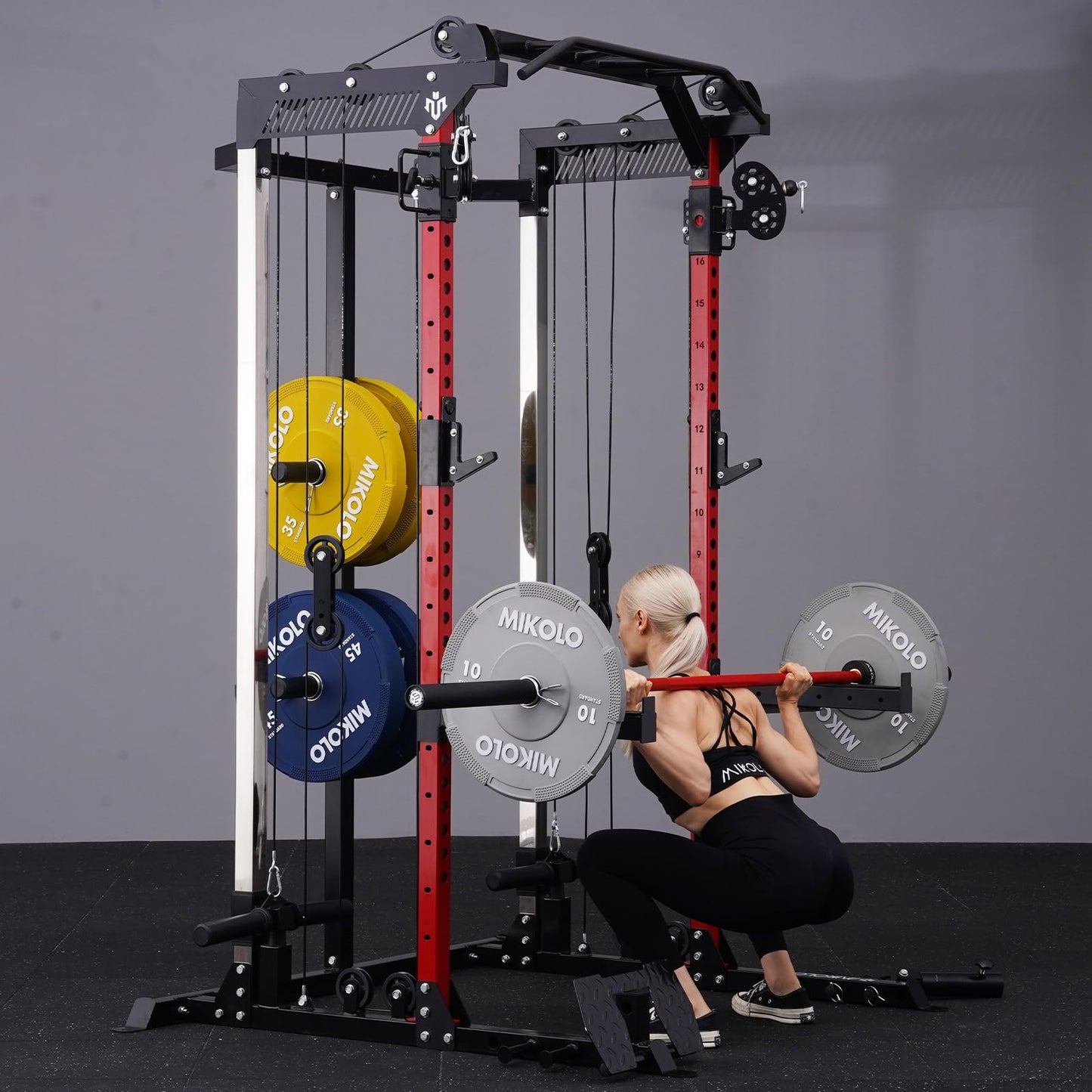 Mikolo Olympic Bumper Plates & Barbell Plates 2-Inch Weight Plate Set - Steel Insert, Low-Bounce & Quiet for Home Gym Strength Training (35+45LB Set)