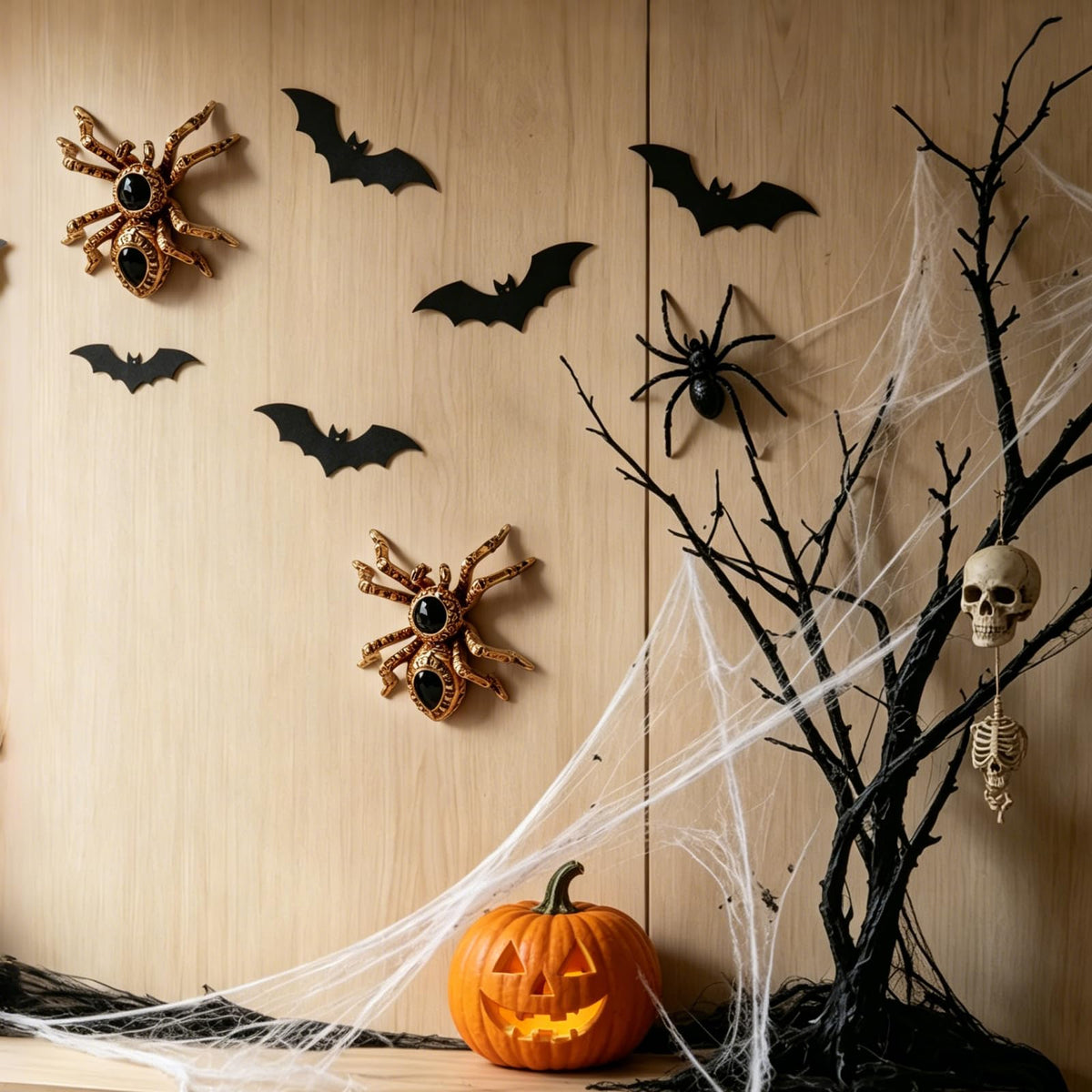 Guichifun Spider Wall Decor Collectible Figurines - Resin Gothic Hanging Sculpture Black Gem for Halloween Decoration Spooky Wall Art Living Room Bedroom Bar Gothic Accent Gifts 6 X 6 X 1.8 Inch