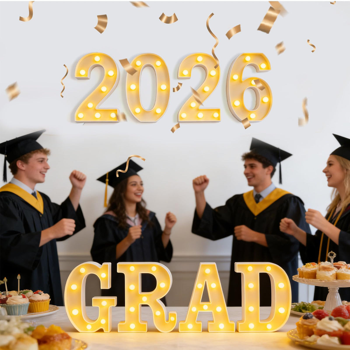 Luvsweets Graduation Decorations 2026 Sign - 9 Led Marquee Letters 'Grad 2026' Grad Light Up Numbers for Kindergarten High School College, Graduation Party Wall Table Centerpieces Decor Supplies