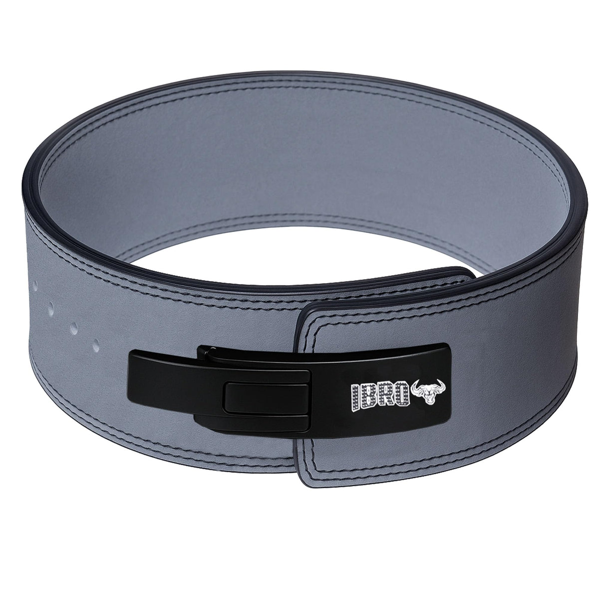 IBRO Powerlifting Lever Gym Belt – Power 10MM Extreme Heavy Duty Genuine Leather Belts - Squats Deadlifts Bodybuilding Weight Lifting IPF Power Lifting Strongman for Men 10mm Grey XL