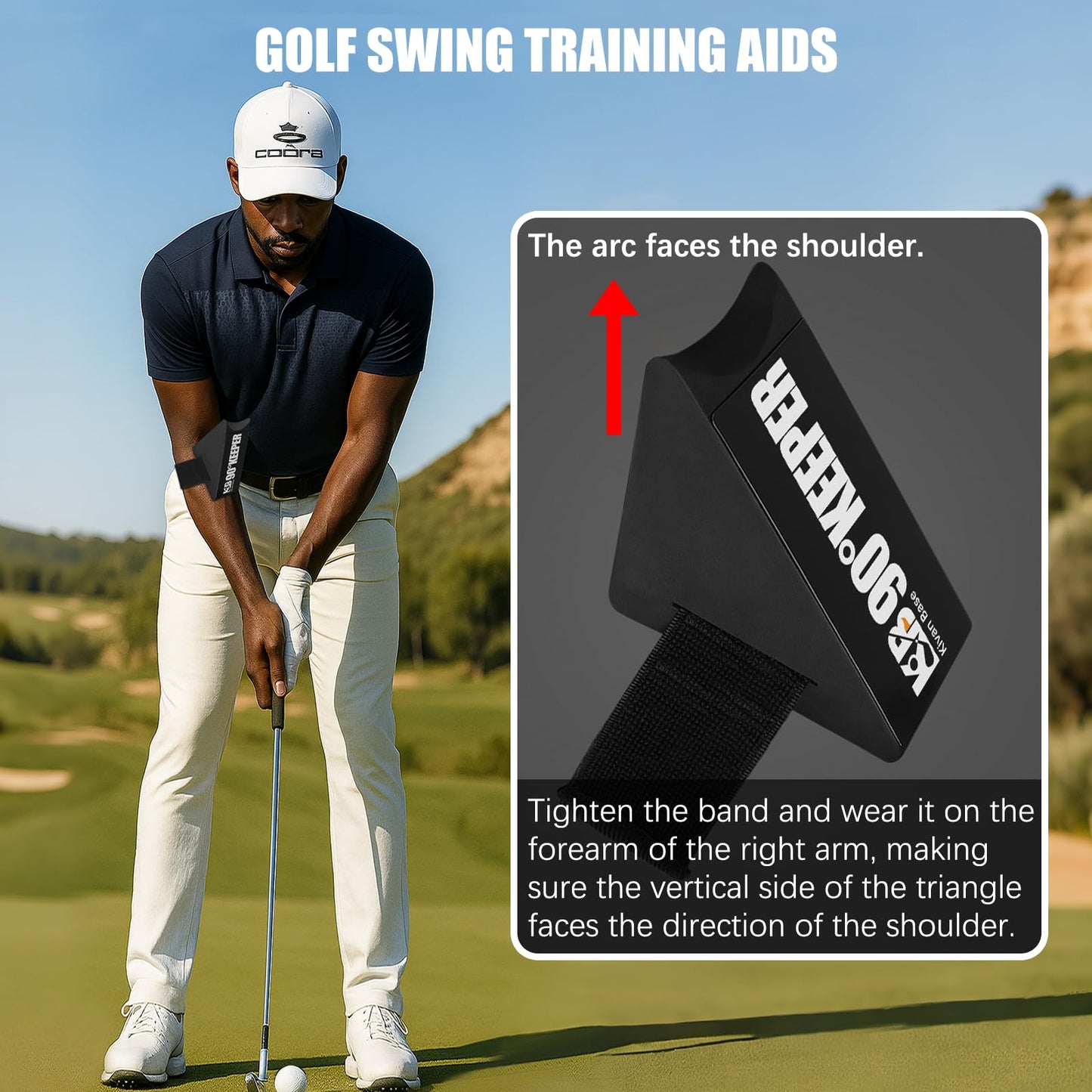 SPOFLY SKW Golf Swing Trainer Aid, 90° Keeper Posture Correction Tool, Professional Swing Accuracy Improvement Aid for Preventing Over Swinging, Portable Training Equipment for All Golfers