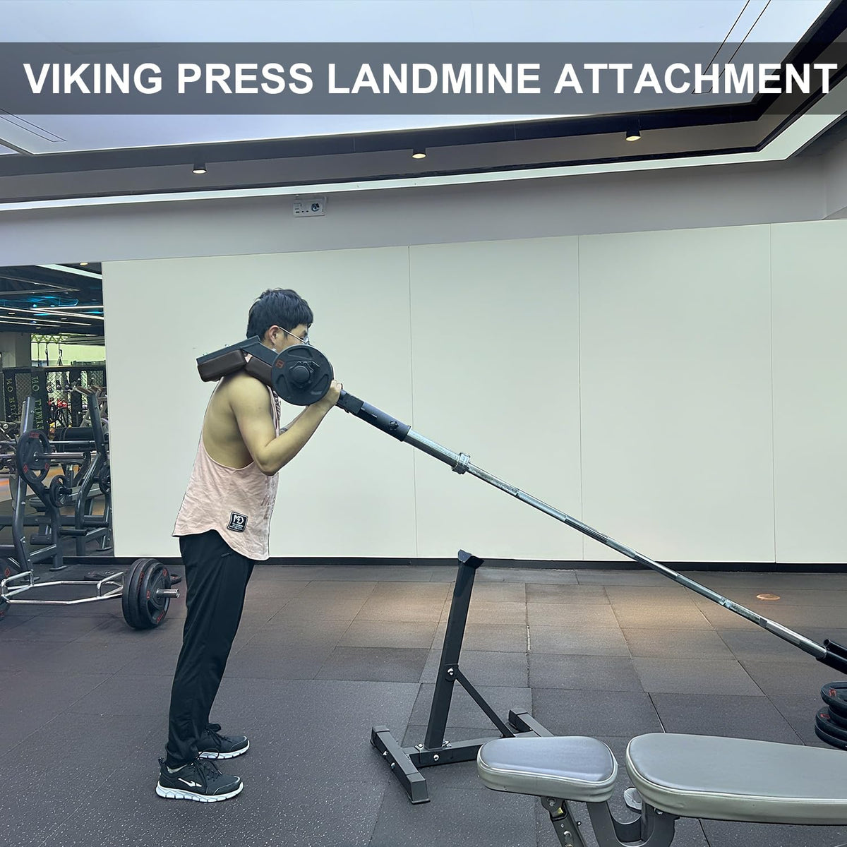 Viking Press Landmine Handle for 2-Inch Olympic Barbell, Hack Squat T-Bar Row Attachment Strength Training Accessories, Shoulder Press Landmine Attachment Equipment (Style G)