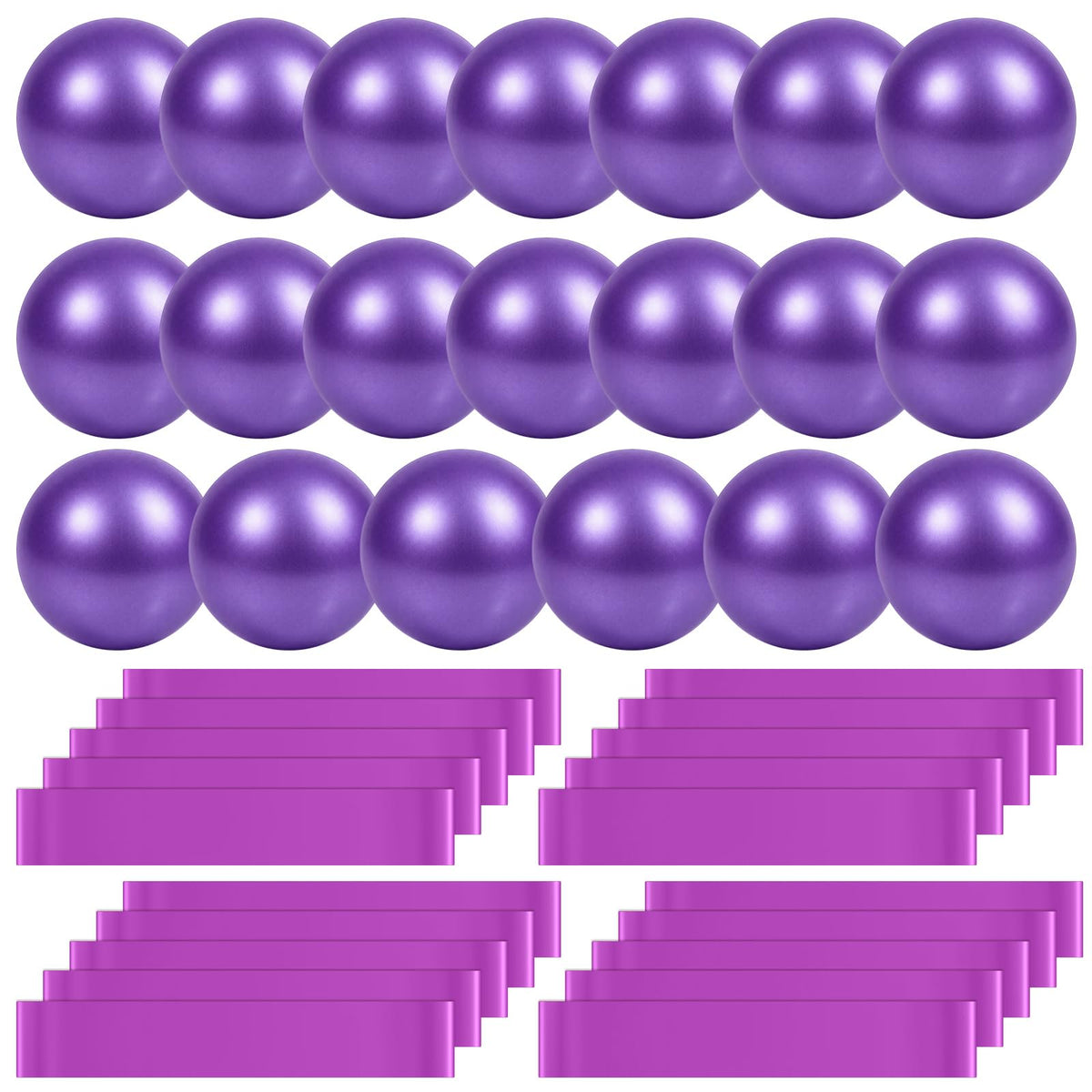 Teyva Daily 40 Pcs 9 Inch Bulk Pilates Balls Resistance Bands Set 20 Mini Bulk Exercise Balls Yoga 20 Resistance Loop Exercise Bands for Stability Fitness Physical Strength Office Training Gym(Purple)