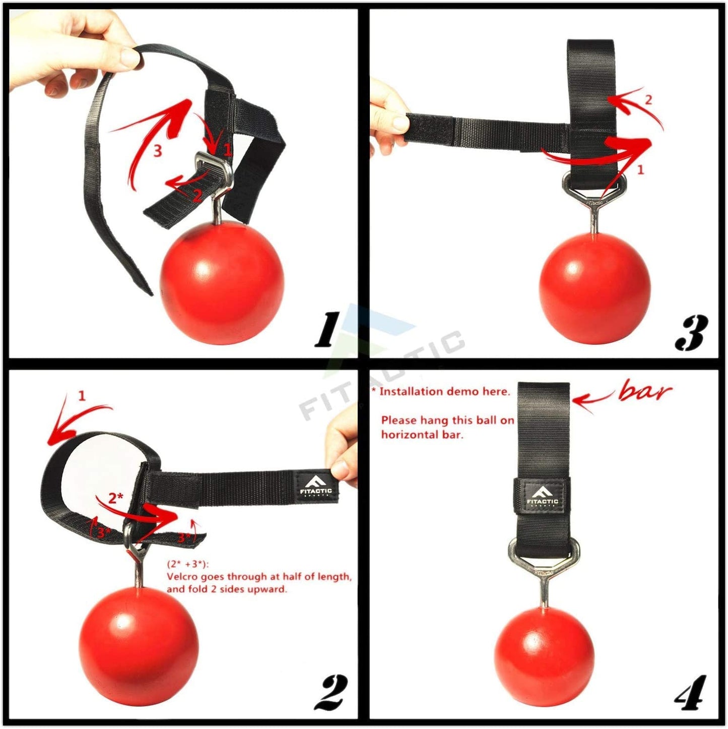 FITactic 3 Inches Rock Climbing Solid Training Cannonball Bomb Power Pull Up Ball Hold Grips for Straps for Finger, Forearm, Biceps, Back Muscles, Sports, Race (2 Balls, Black 3")