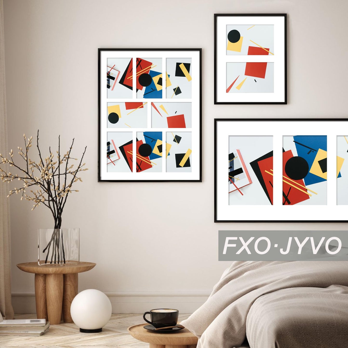 Fxojyvo 5x7 Picture Frame Collage Set of 6, Display 4 5x7 Picture Collage or 12x16 Photo Only Without Mat, Light Weight and High Transparent Frame for Wall - 6 Pack/Black/4-Openings