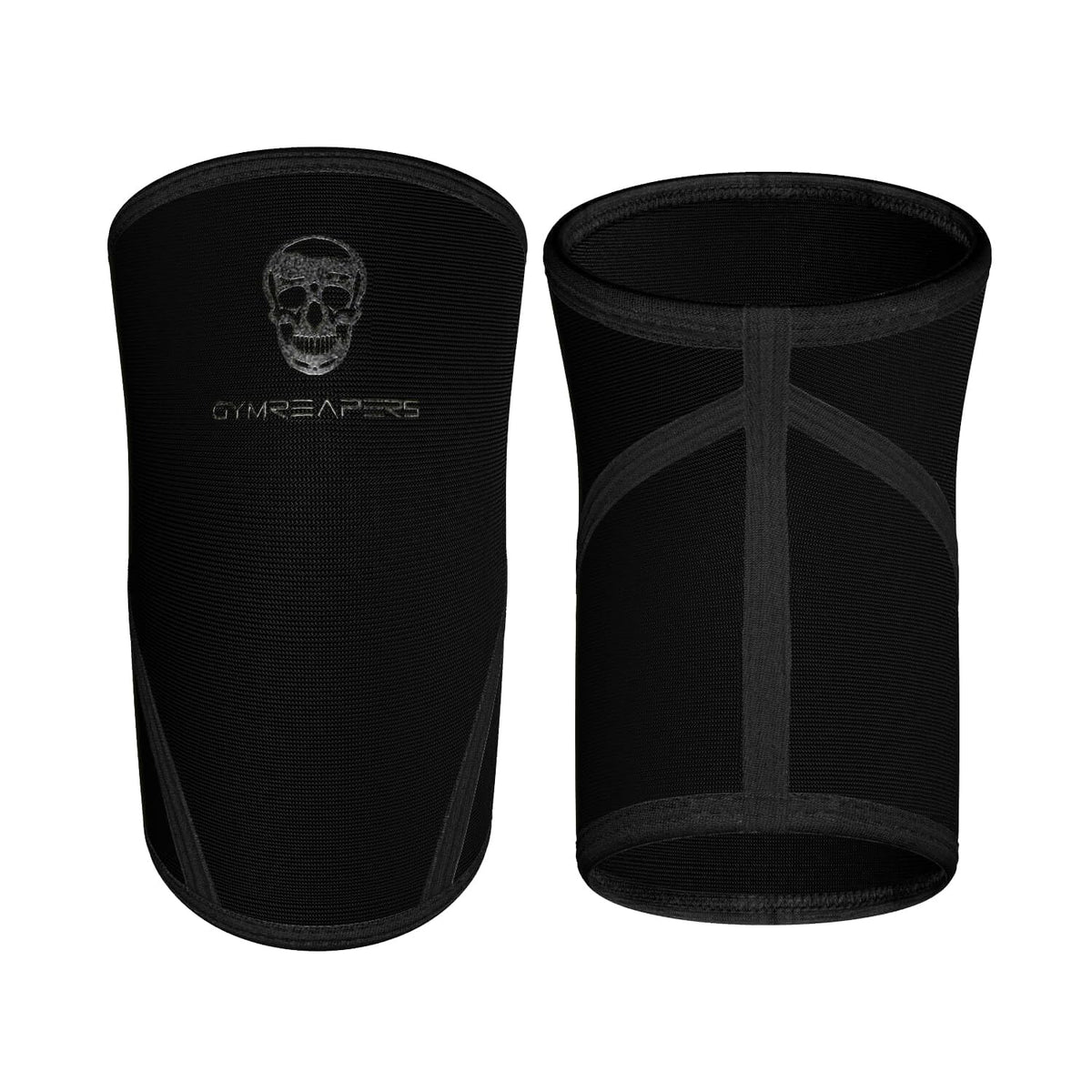 Gymreapers Knee Sleeves (1 Pair) with Gym Bag - IPF Approved - Support Compression Brace for Squats, Fitness, Weightlifting, Cross Training, Powerlifting - 7MM Neoprene Sleeves - For Men & Women (Black/Black, Medium)