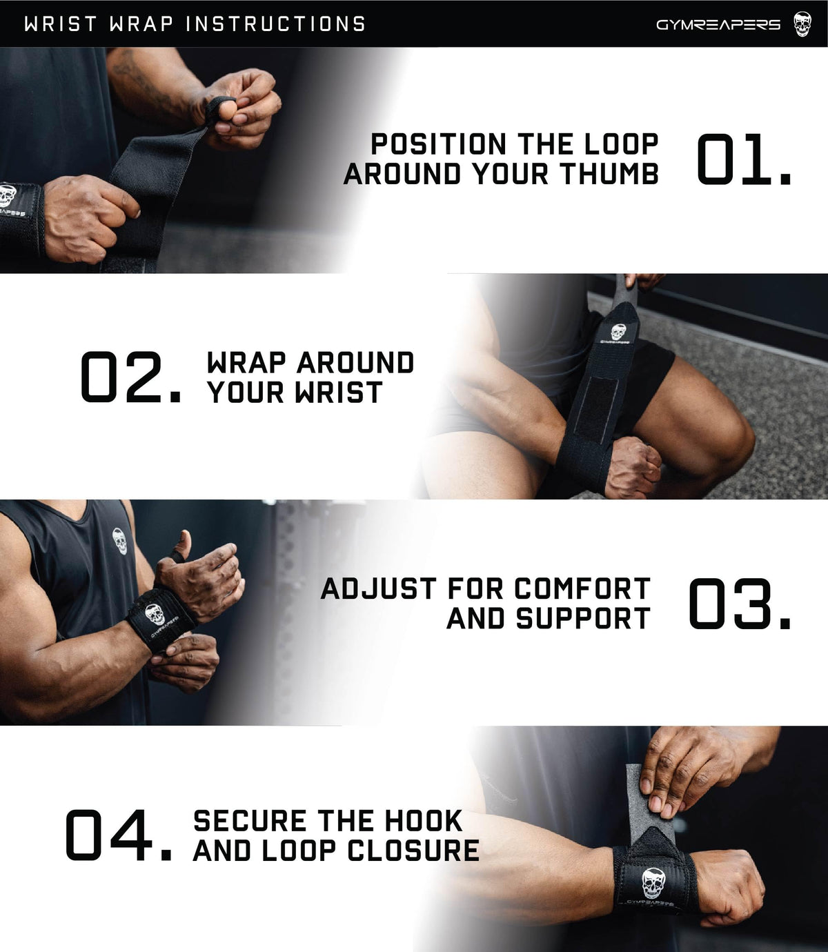 Gymreapers Weightlifting Wrist Wraps (Competition Grade) 18" Professional Quality Wrist Support with Heavy Duty Thumb Loop - Best Wrap for Powerlifting, Strength Training, Bodybuilding(Black,18")
