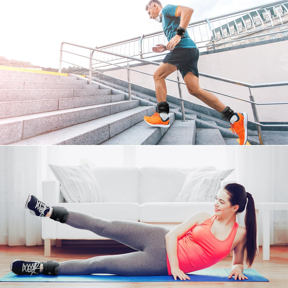 Sportneer Adjustable Ankle Weights: Improved Adjustable Leg Weights, Weight Cuffs Weights for Gym, Fitness, Workout, 1-5 lbs per Ankle, 1-10 lbs per Pair