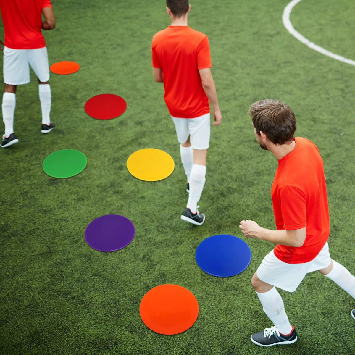 Haull Spot Markers Floor Spots with Bag Non Slip Vinyl Poly Dots for Gym Floor Basketball Football Soccer Sports Speed Agility Training Gym Dance(60 Pcs,7.87 Inch)