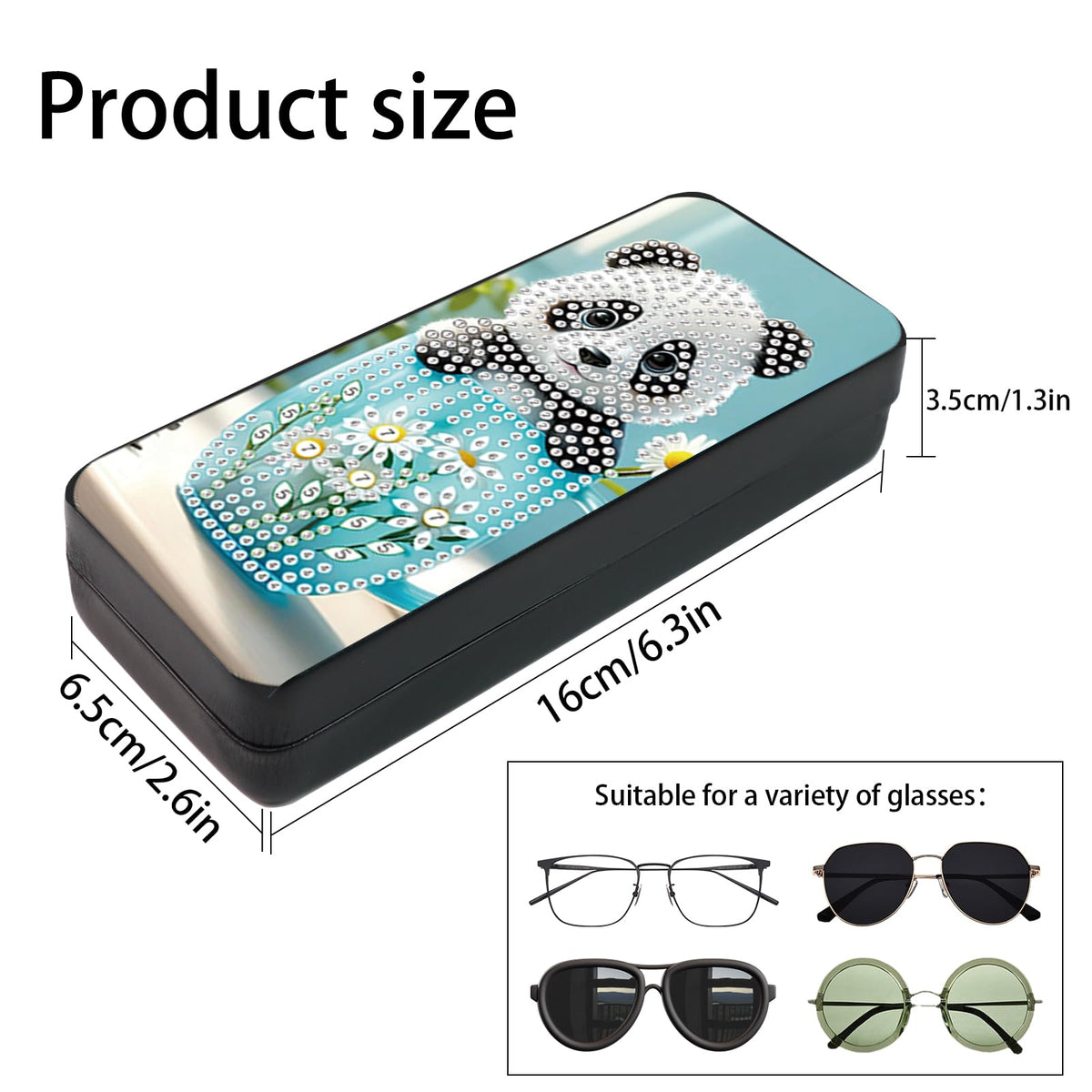 5D DIY Diamond Painting Kit Special Shape Diamond Art Eyeglass Case, Handmade Diamond Art Sunglasses Glasses Storage Box, Partial Mosaic Making Craft for Adults Travel Sunglasses Storage Box Gift