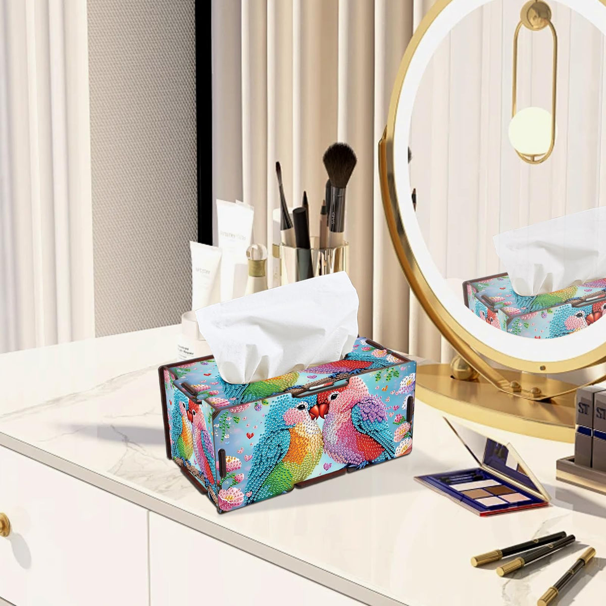 DIY Diamond Painting Tissue Box kit, Bird Shaped Tissue Box with Pull-Out Opening, Suitable for Home and Office Decoration, Ideal as a Handmade Art Gift for Adults