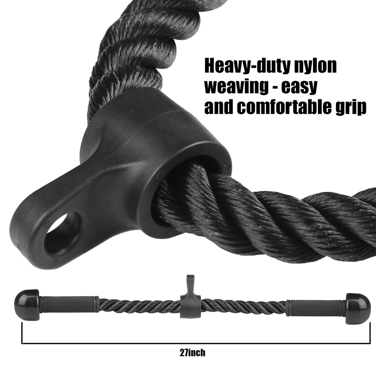 QIANGZEHU Tricep Rope Cable Attachment for Gym Rope Pull-Down Attachment with Rubber Handles Exercise Machine Attachments Pulley System