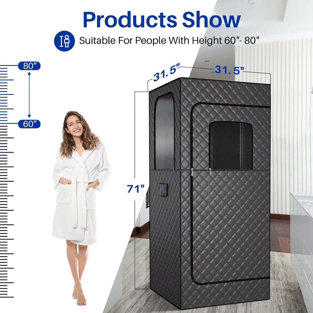 YXKJZHF Portable Steam Sauna Box, Cotton Thicken Personal Sauna Tent Kit for Home Spa, Indoor Sauna Relaxation with 2.6L Steam Generator